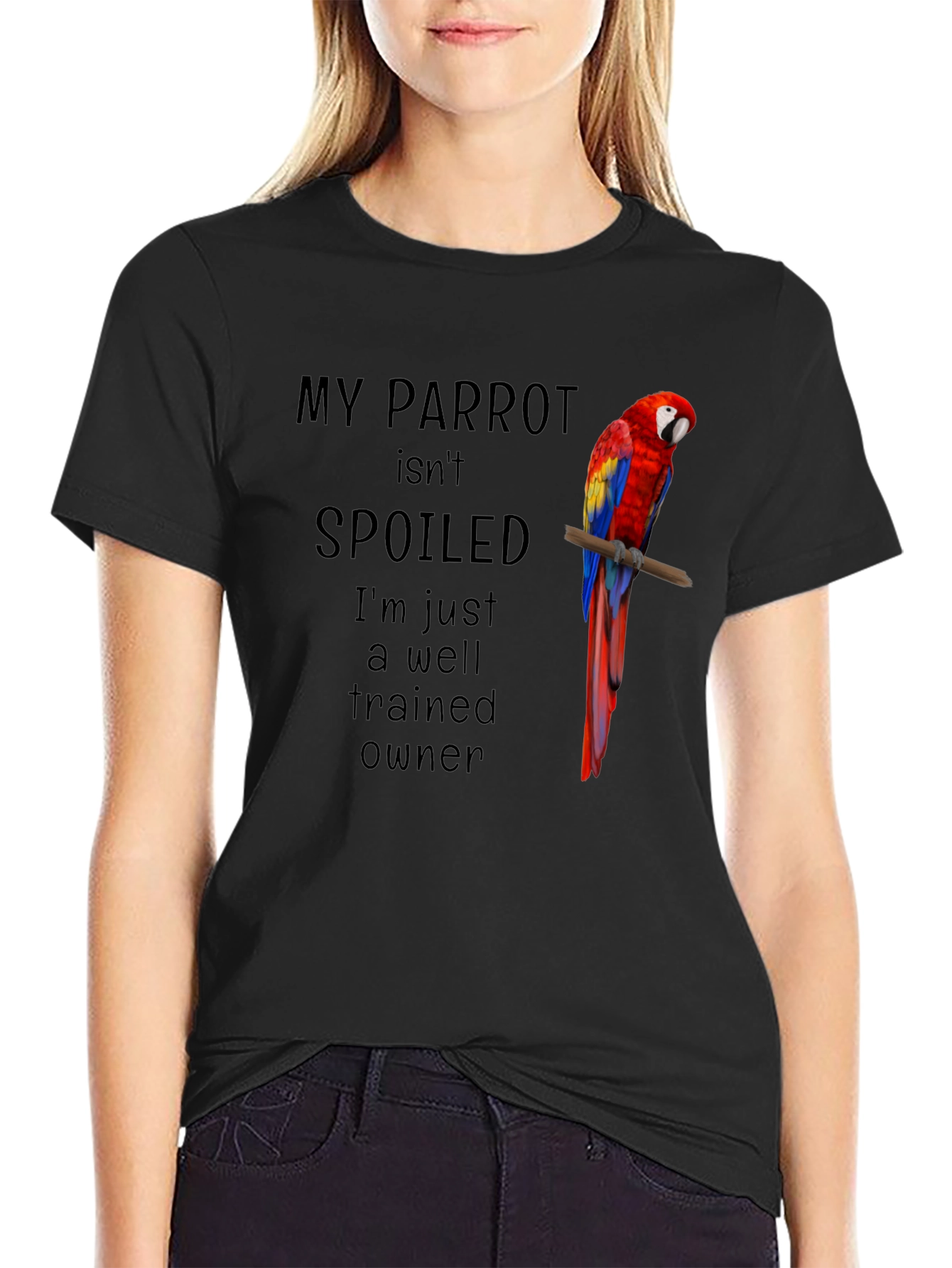 Black My Parrot Isn't Spoiled T-Shirt view 2