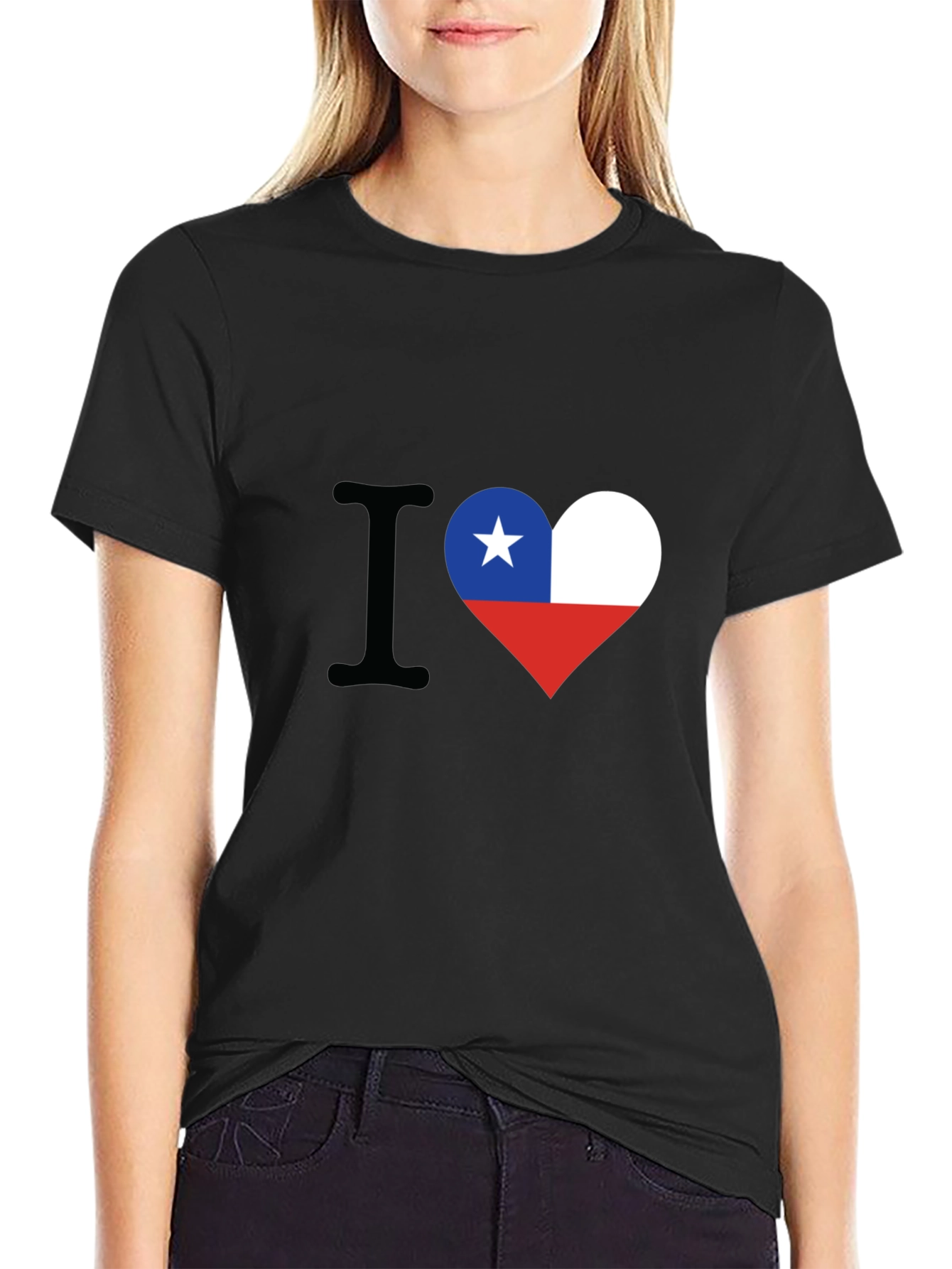 I Love Chile Heart Flag Black T-Shirt - 2