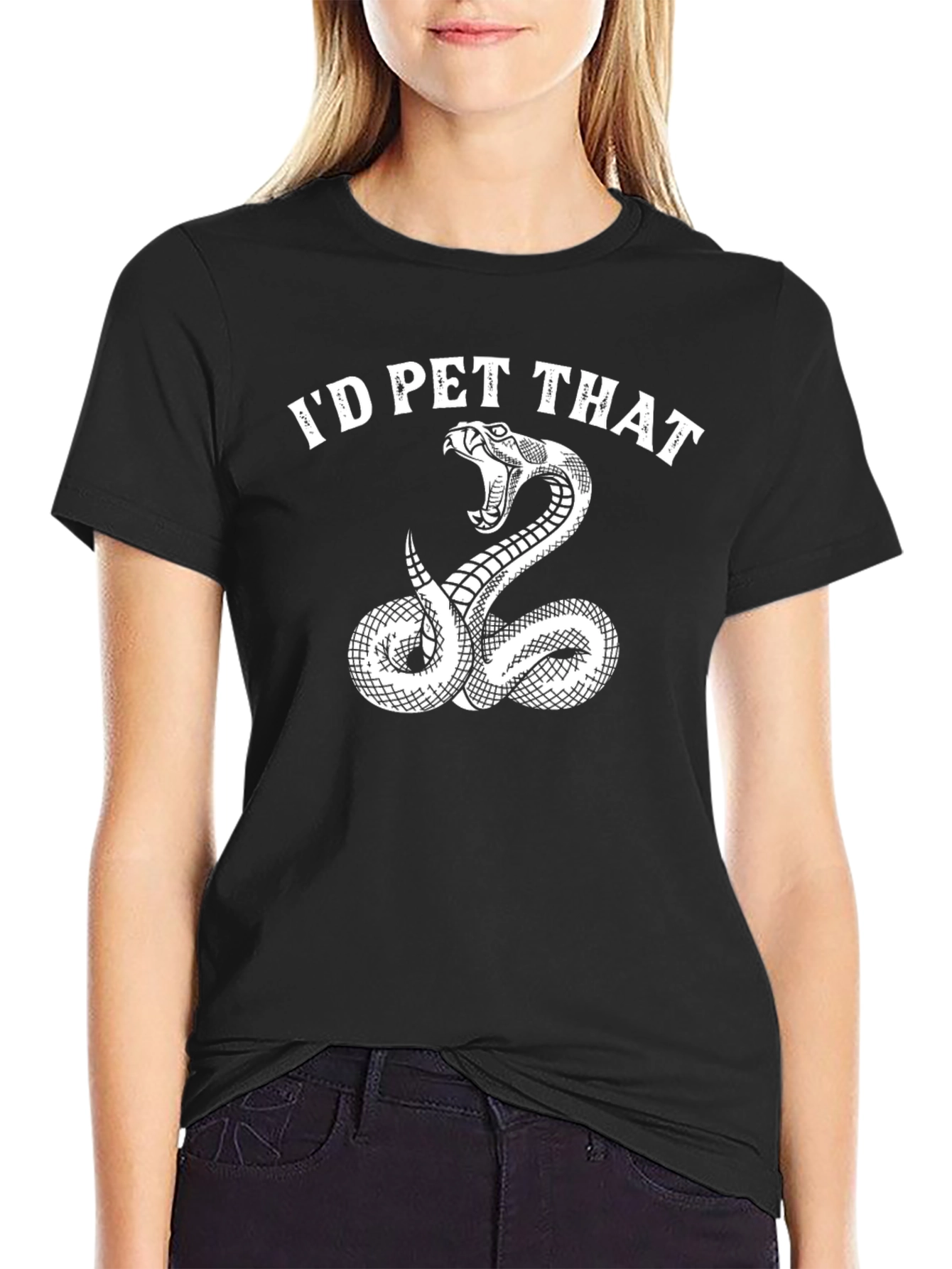 Black I'd Pet That Snake Graphic T-Shirt view 2