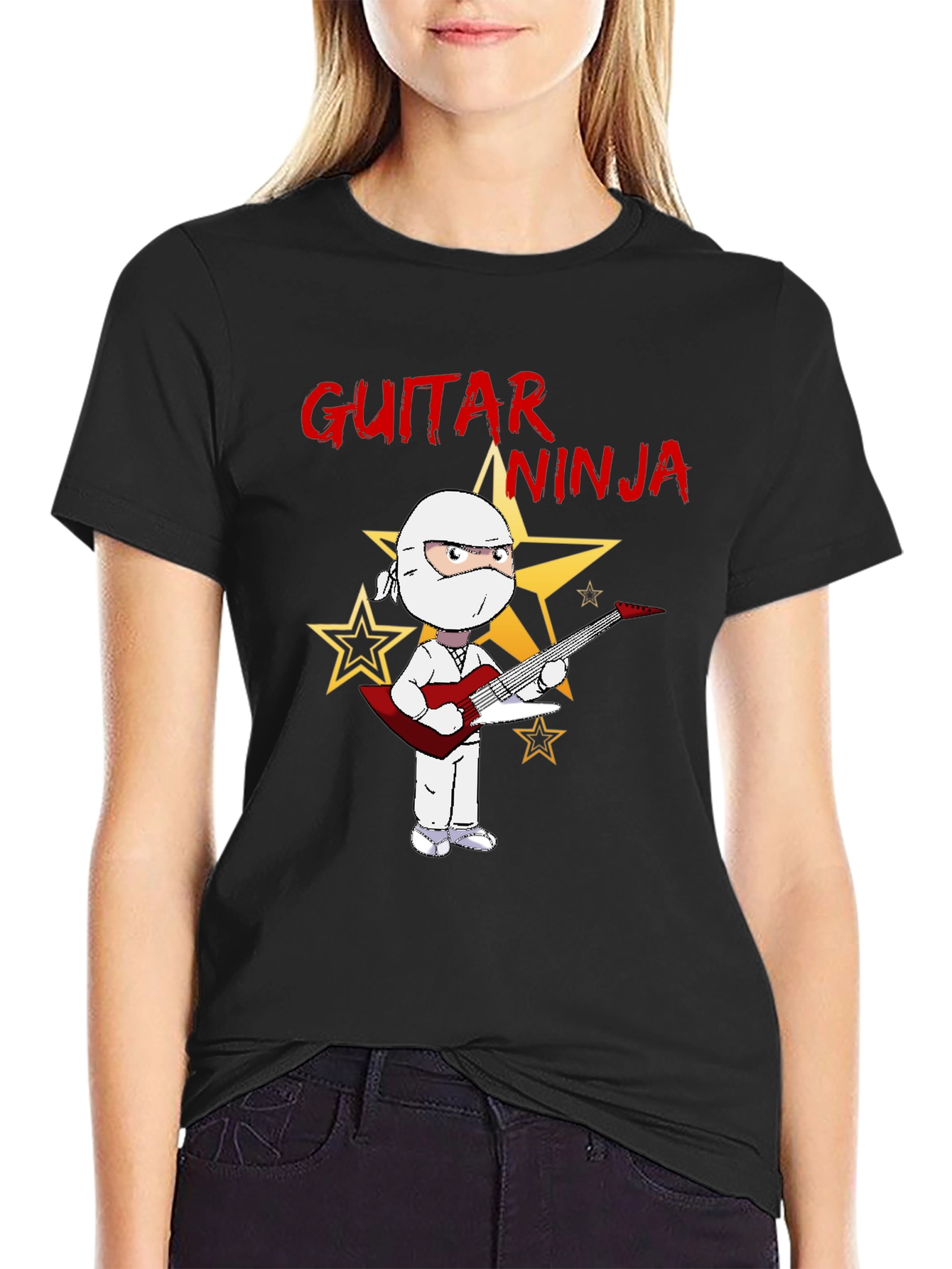 Black Guitar Ninja Graphic Tee view 2