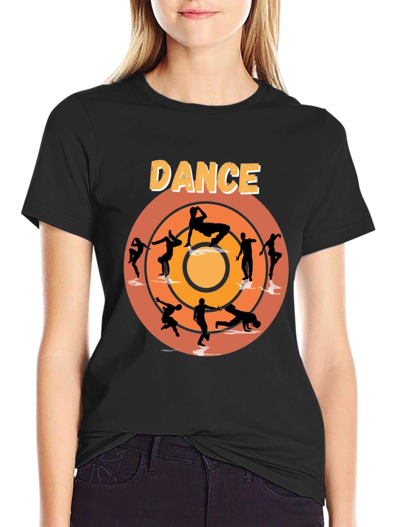 Black Dance Silhouette Graphic Tee - Stylish Cotton T-Shirt view 2