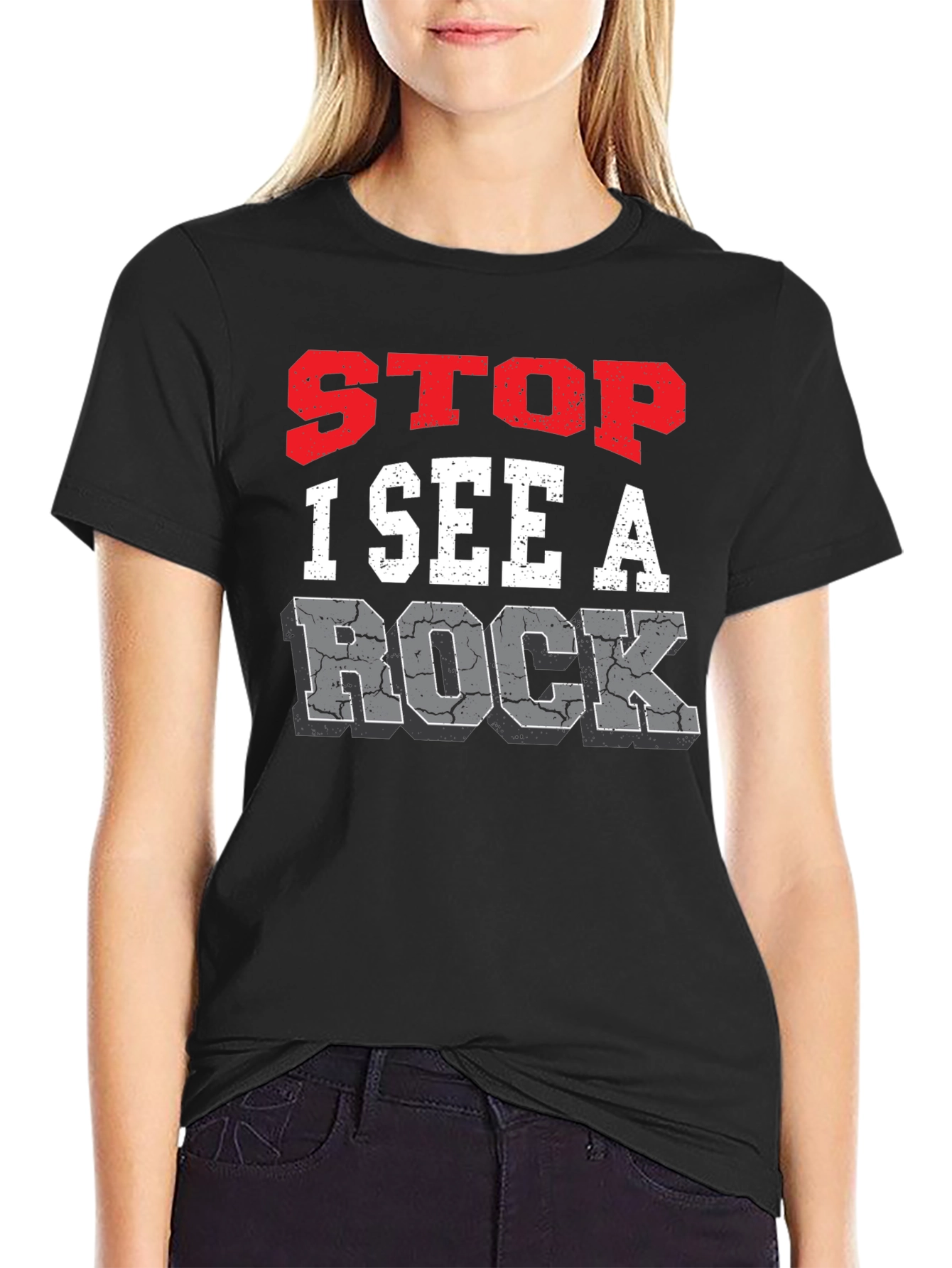 Black Stop I See A Rock Graphic Tee view 2