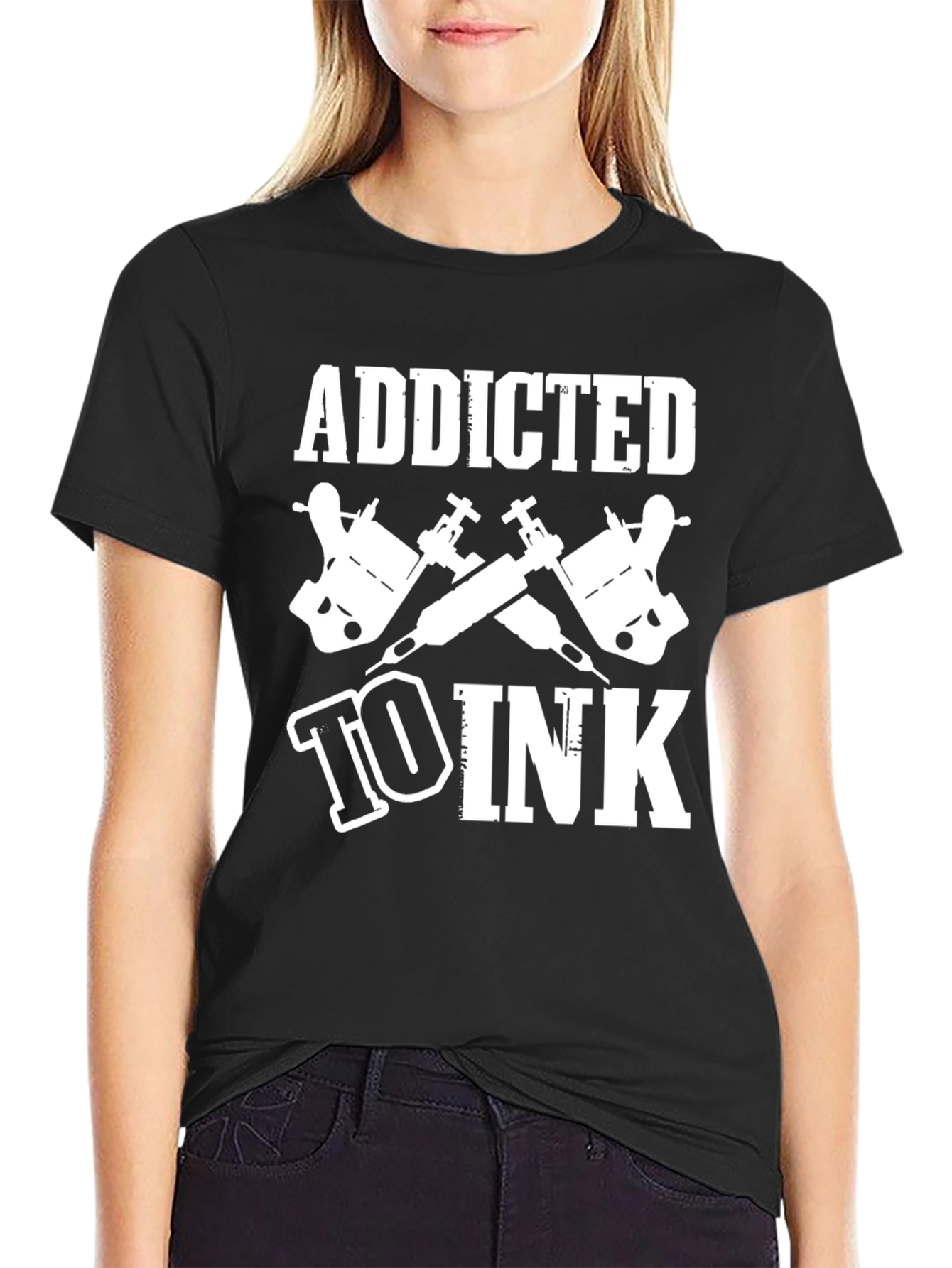 Black Addicted To Ink T-Shirt Tattoo Artist Gift view 2
