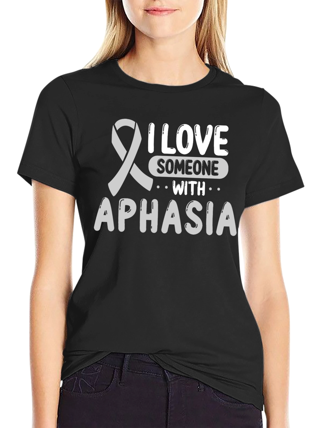 Black Aphasia Awareness T-Shirt - I Love Someone With view 2