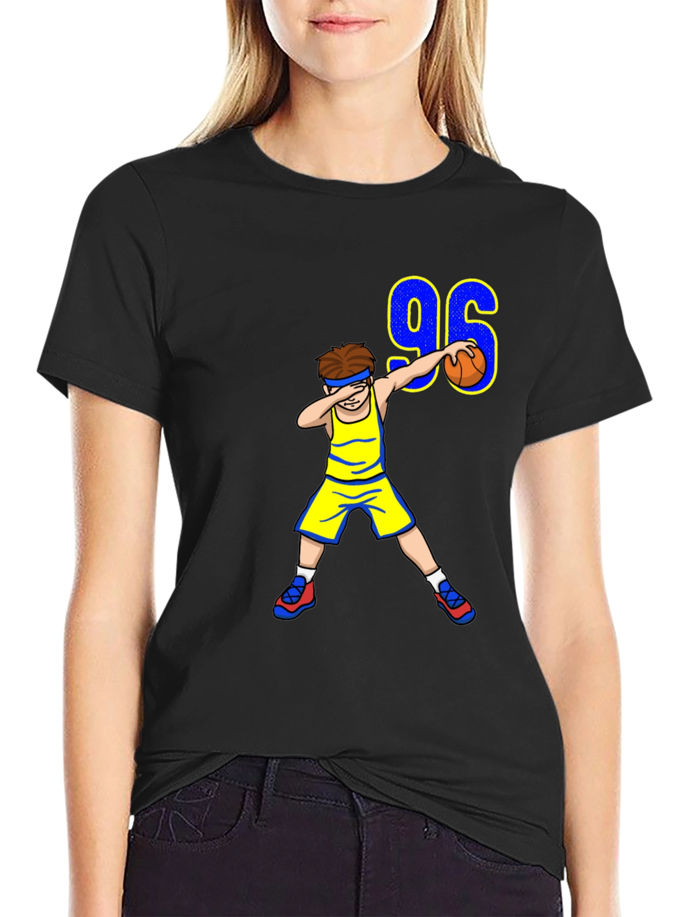 Black Dabbing Basketball Player 96 T-Shirt view 2