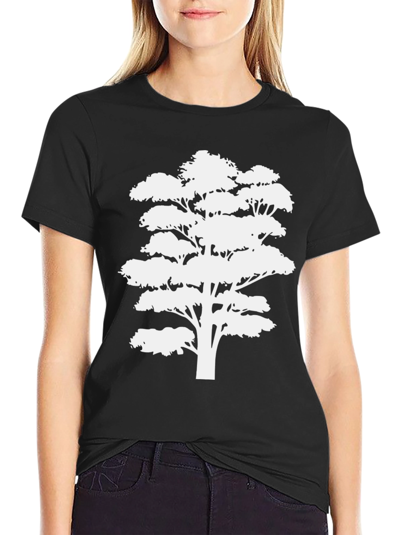 Black Tree Silhouette Black T-Shirt view 2