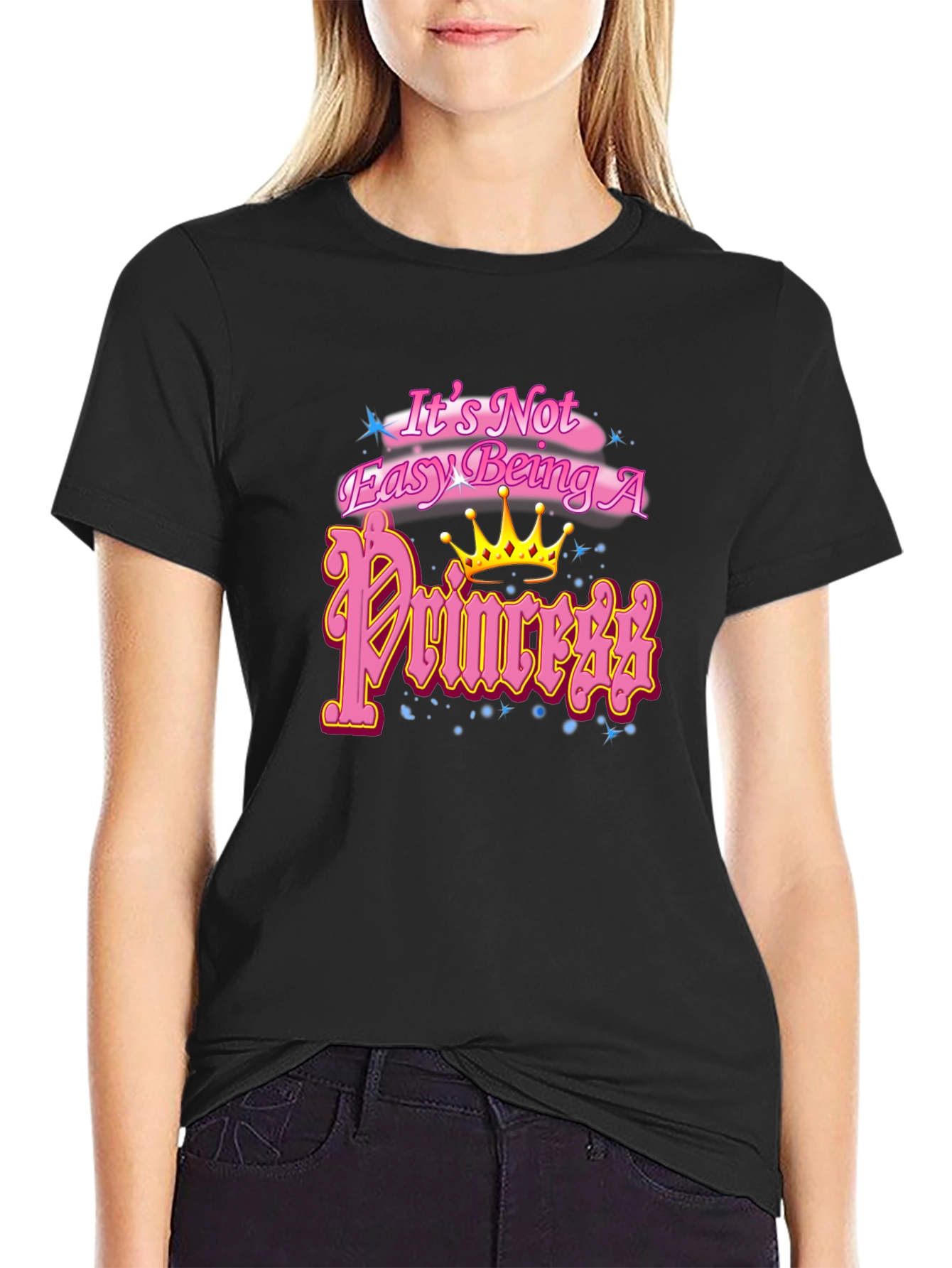 Black It's Not Easy Being A Princess Black T-Shirt view 2