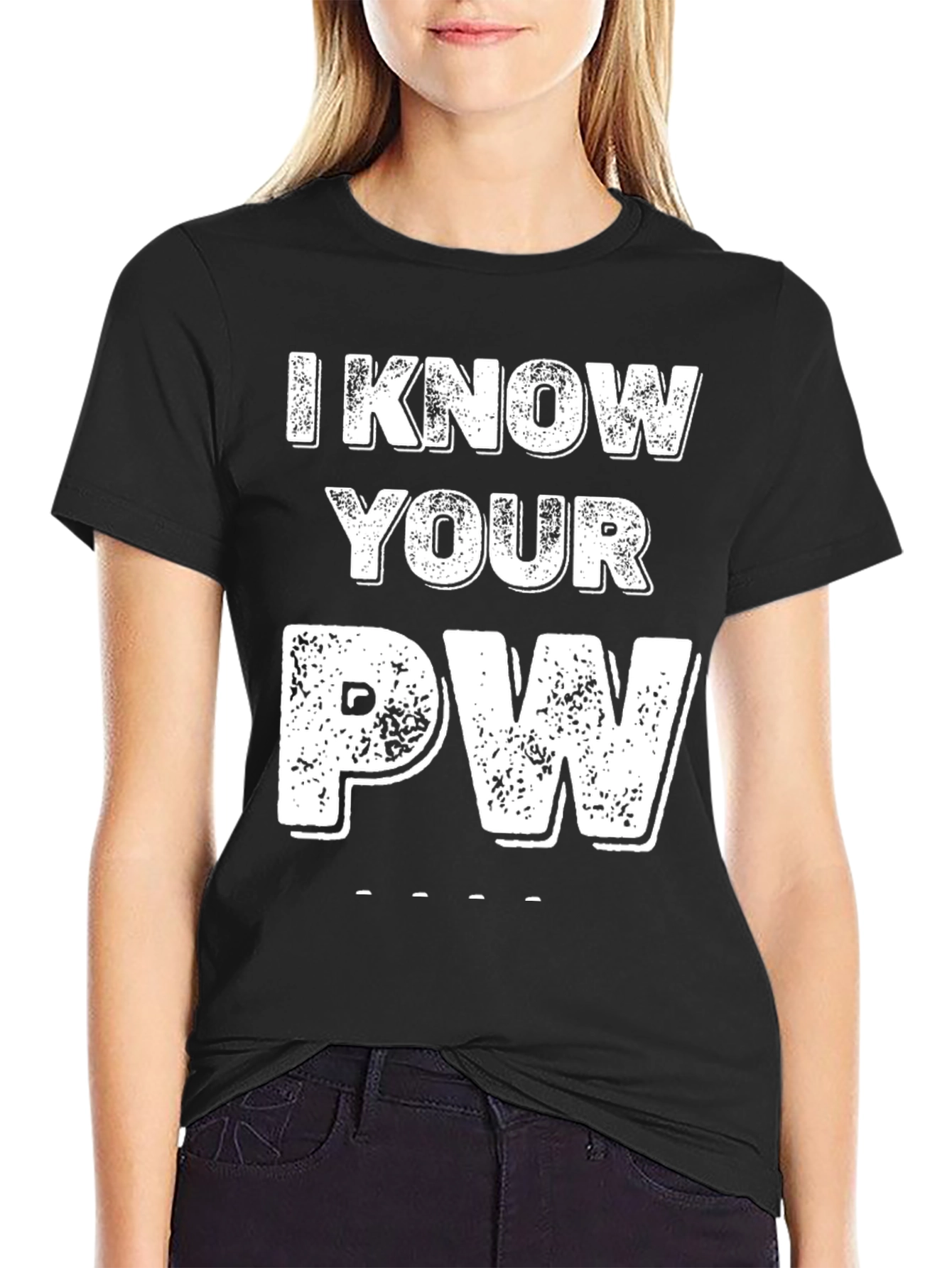 Black I Know Your PW Graphic Tee - Novelty Password Shirt view 2