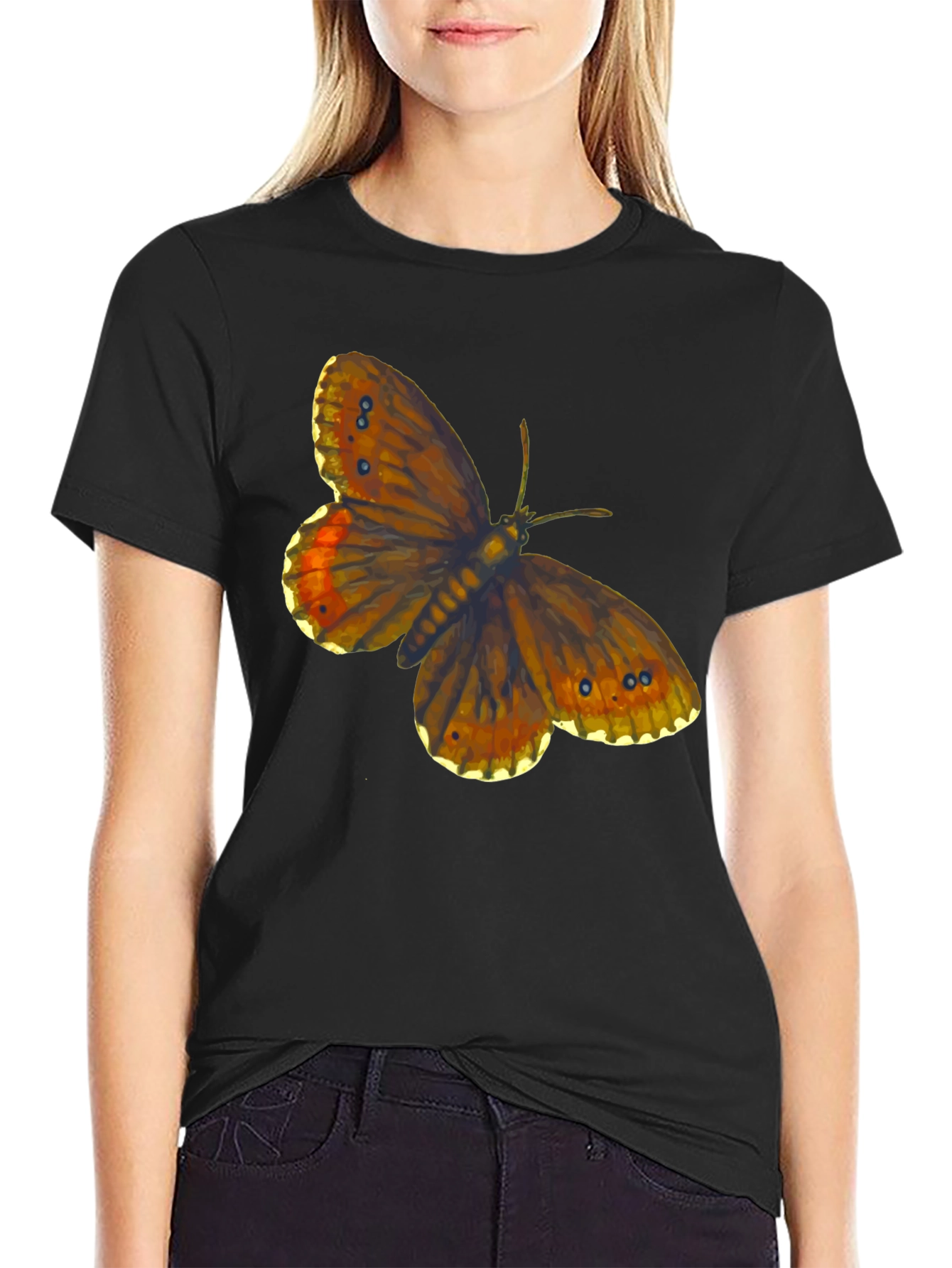 Black Butterfly Graphic Tee - Trendy Casual Wear view 2