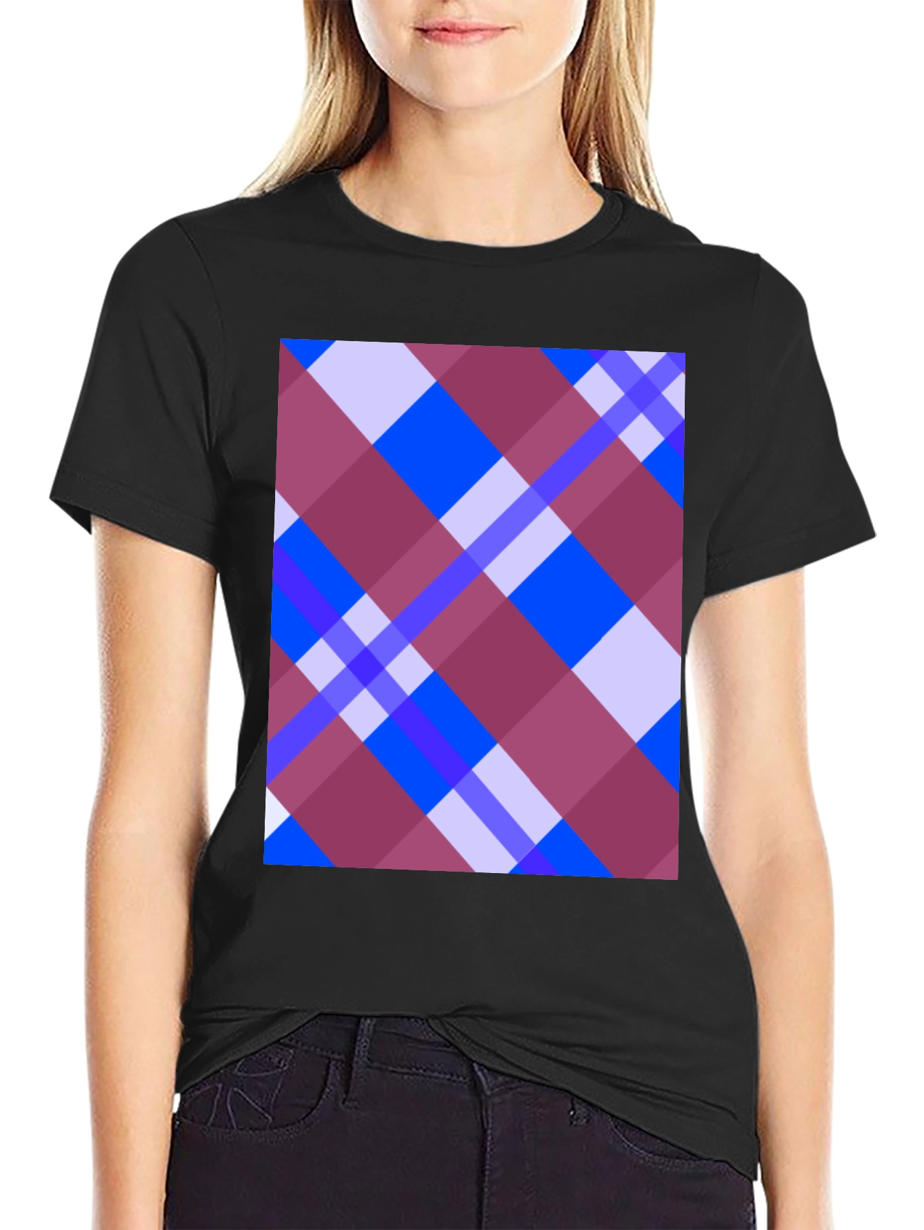 Black Plaid Graphic Tee - Modern Design, Comfortable Fit view 2