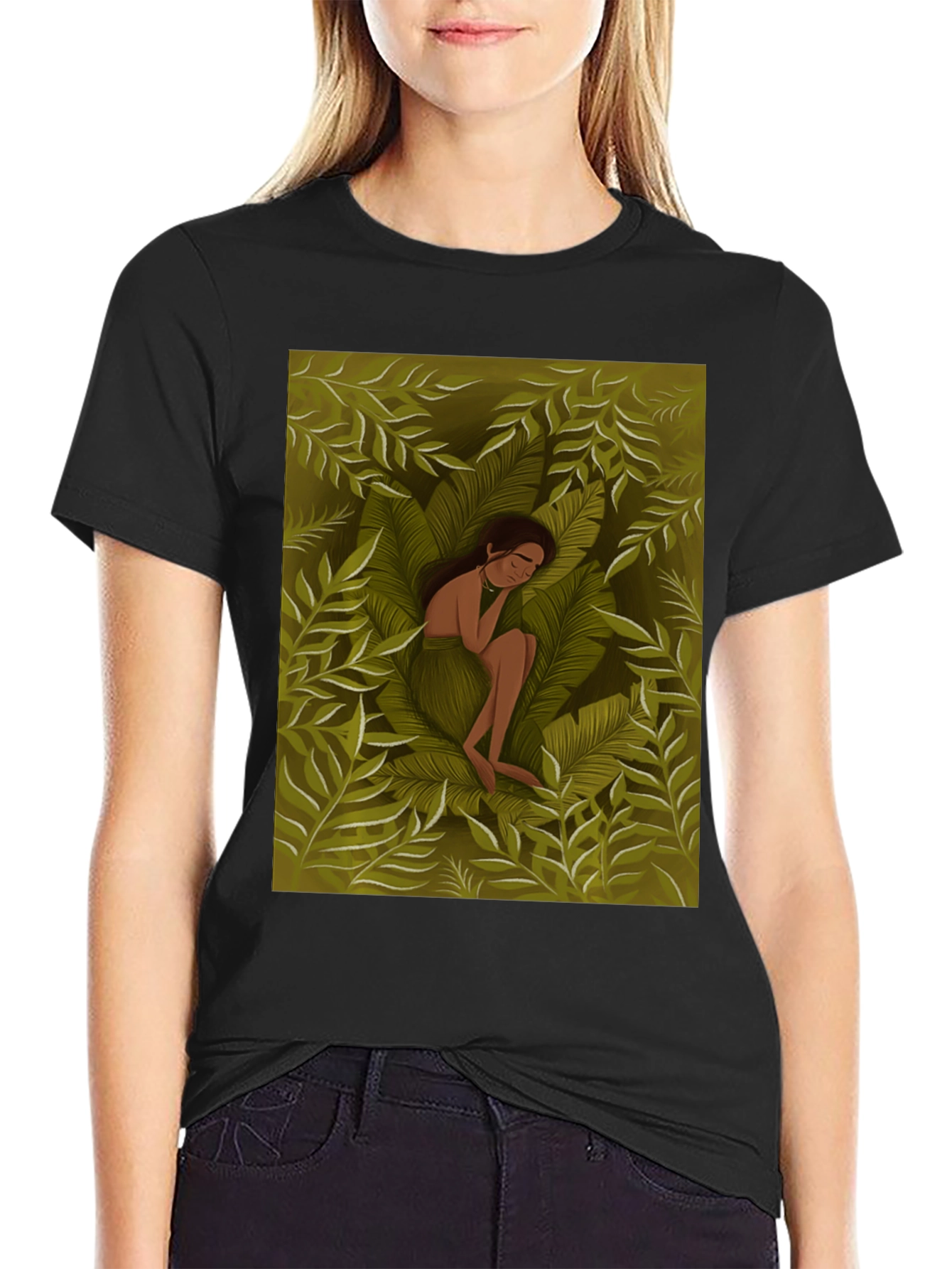Black Jungle Dream T-Shirt - Nature Inspired Graphic Tee view 2