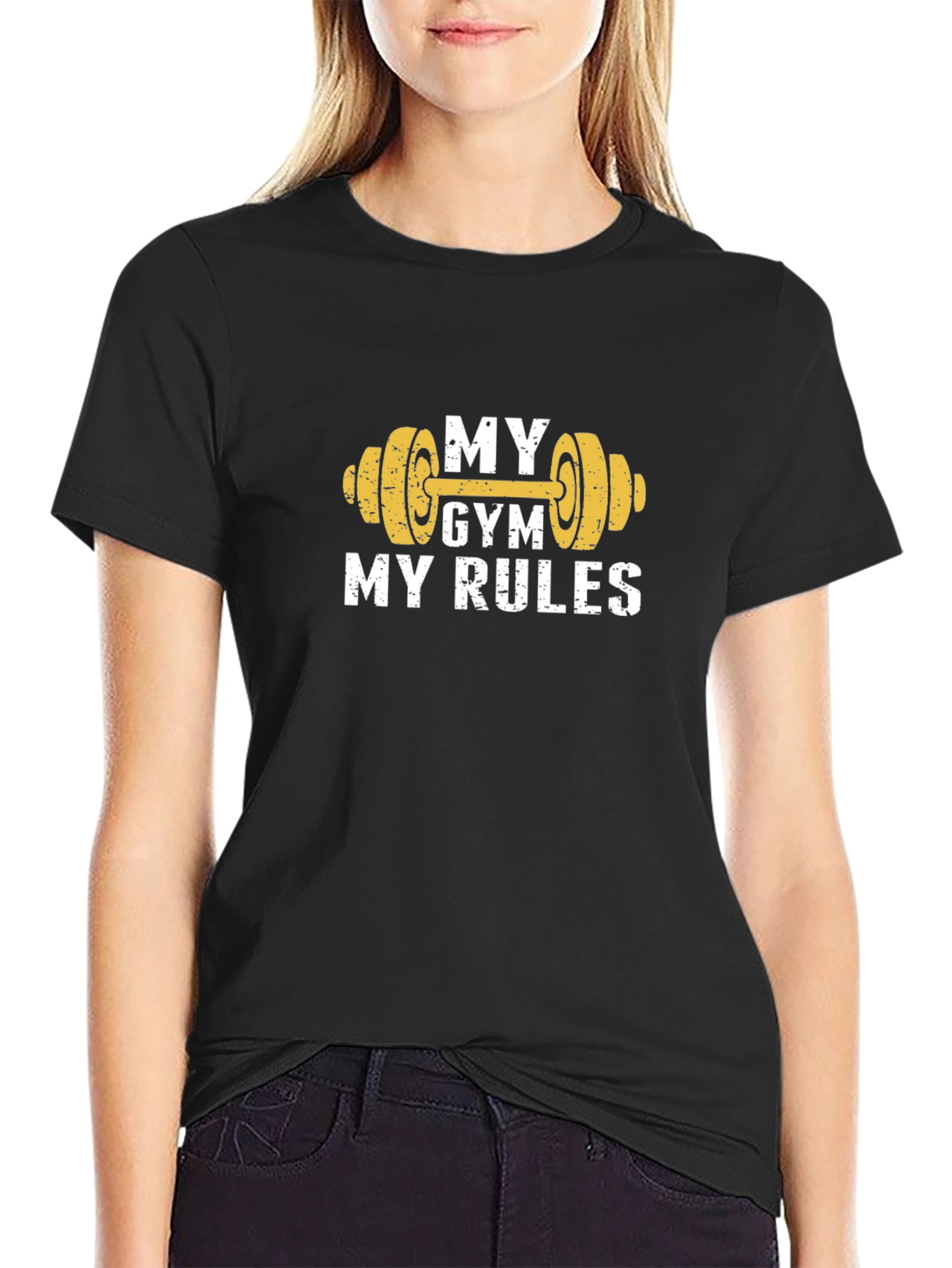 Black My Gym My Rules Graphic Tee - Fitness Apparel view 2