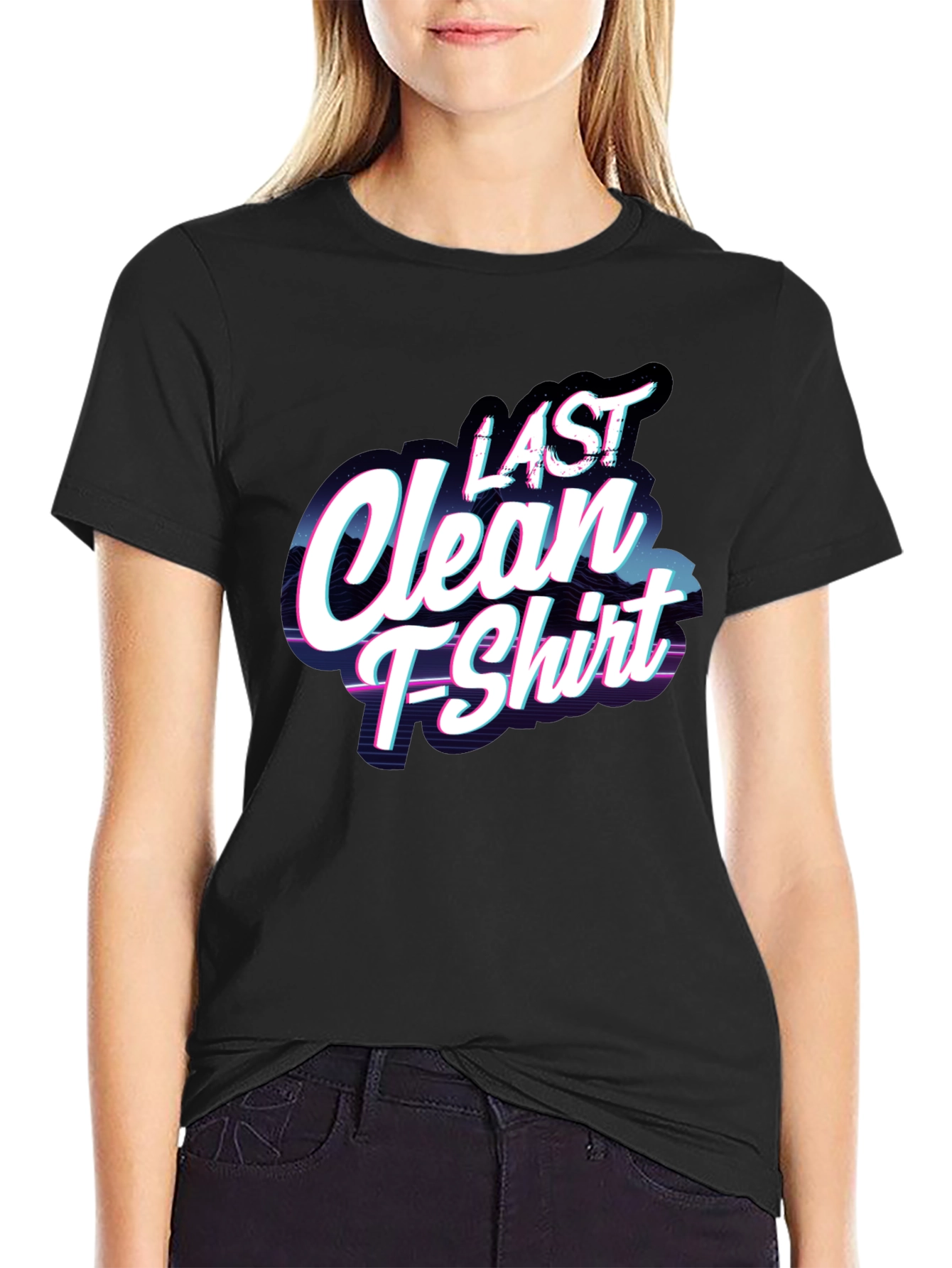 Black Last Clean T-Shirt - Funny Graphic Tee view 2