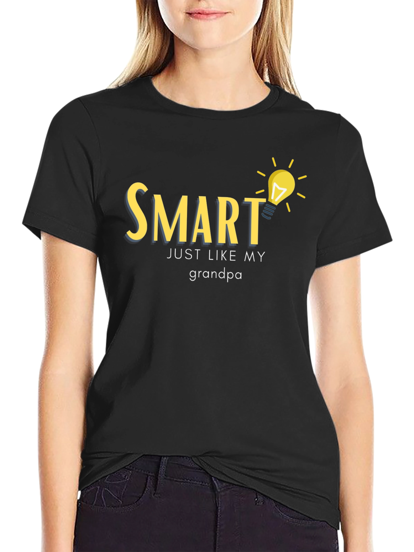 Black Smart Like Grandpa T-Shirt - Clever Design view 2