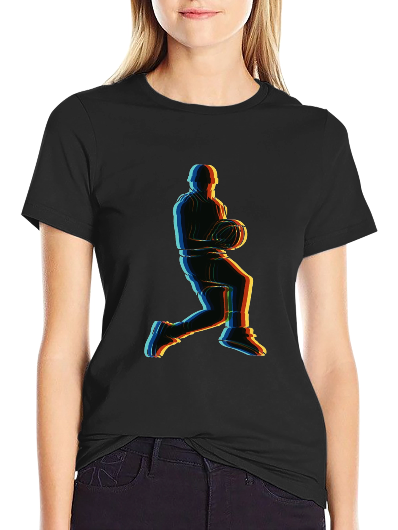 Black Basketball Player Graphic Tee - Retro Style view 2