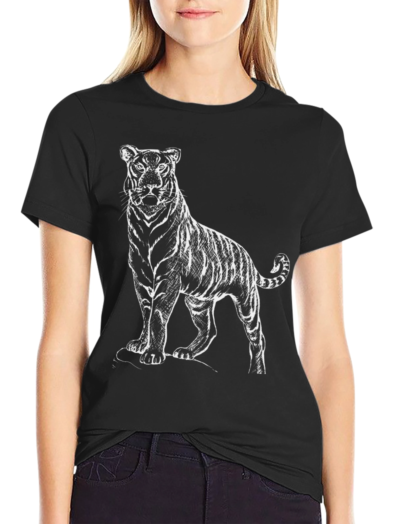Black Tiger Graphic Black T-Shirt view 2