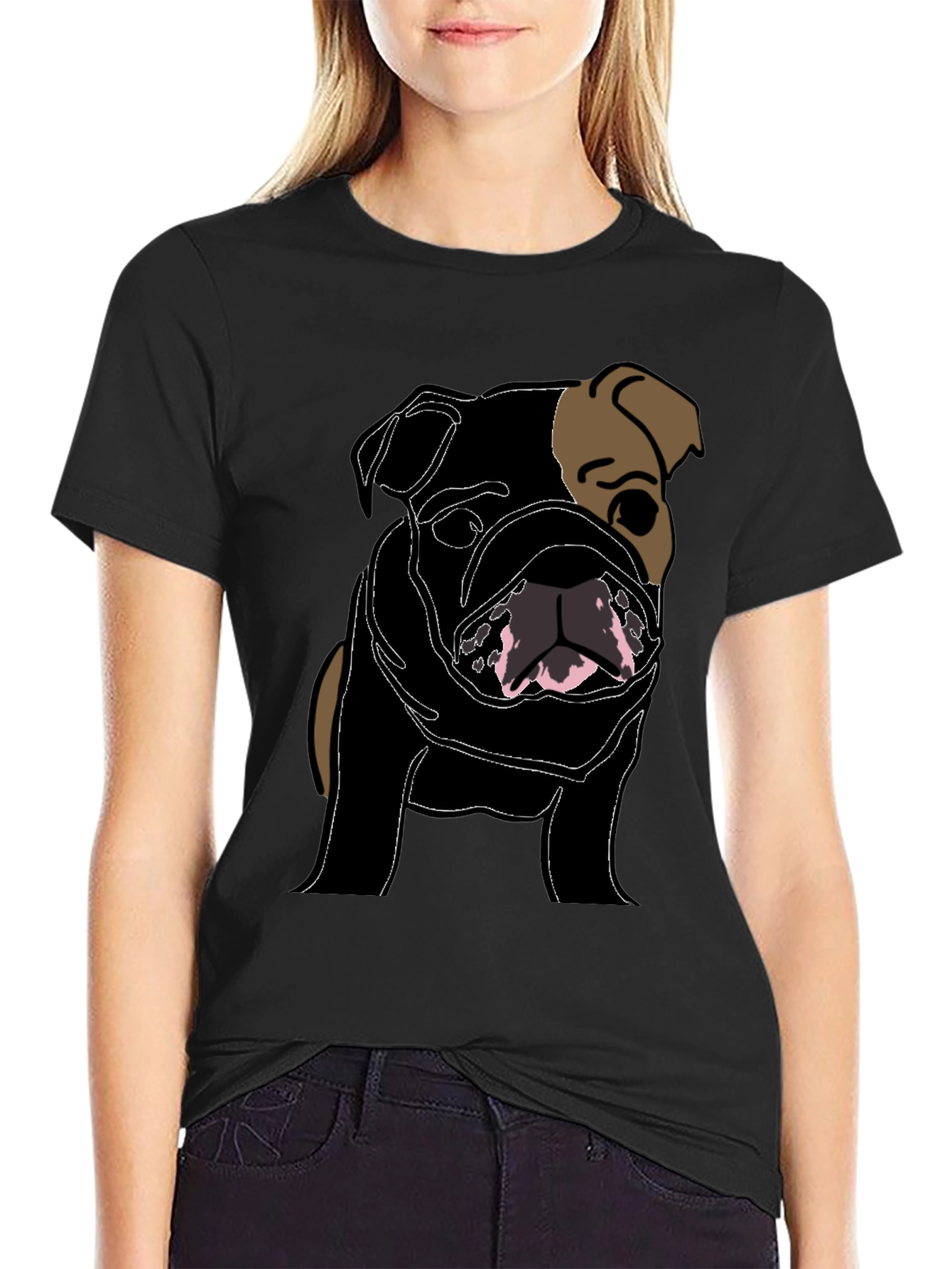 Black Bulldog Graphic Tee - Stylish Dog Lover's Shirt view 2