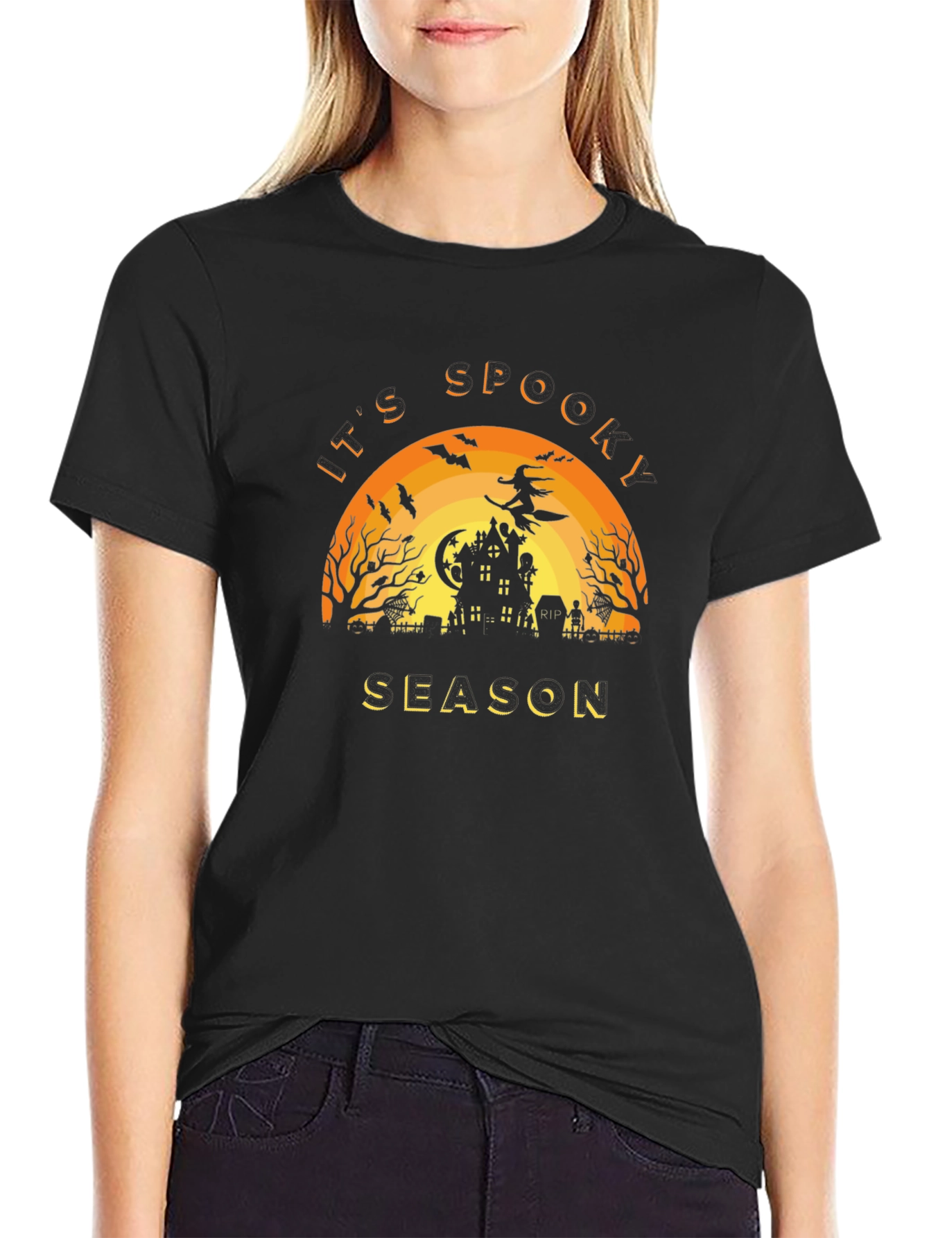 Black It's Spooky Season Halloween T-Shirt view 2