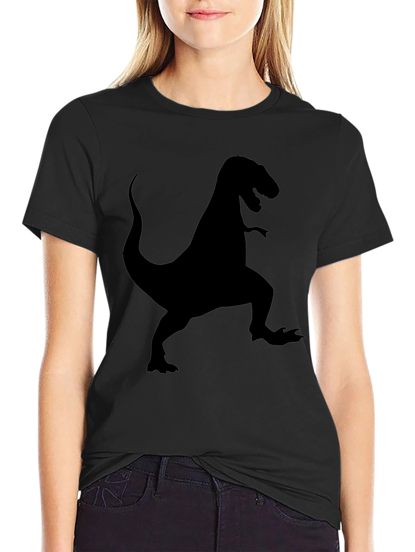 Black Dinosaur T-Shirt - Men's Black Graphic Tee view 2