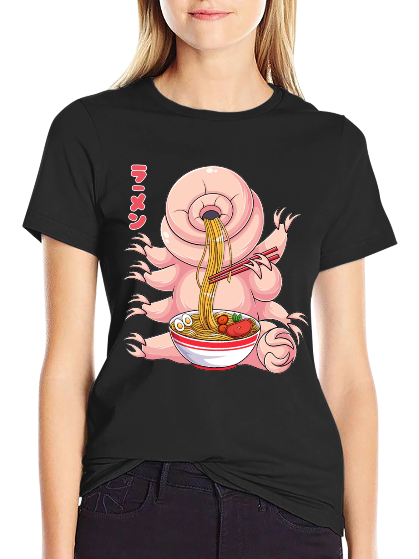 Black Ramen Tardigrade T-Shirt - Funny Graphic Tee view 2