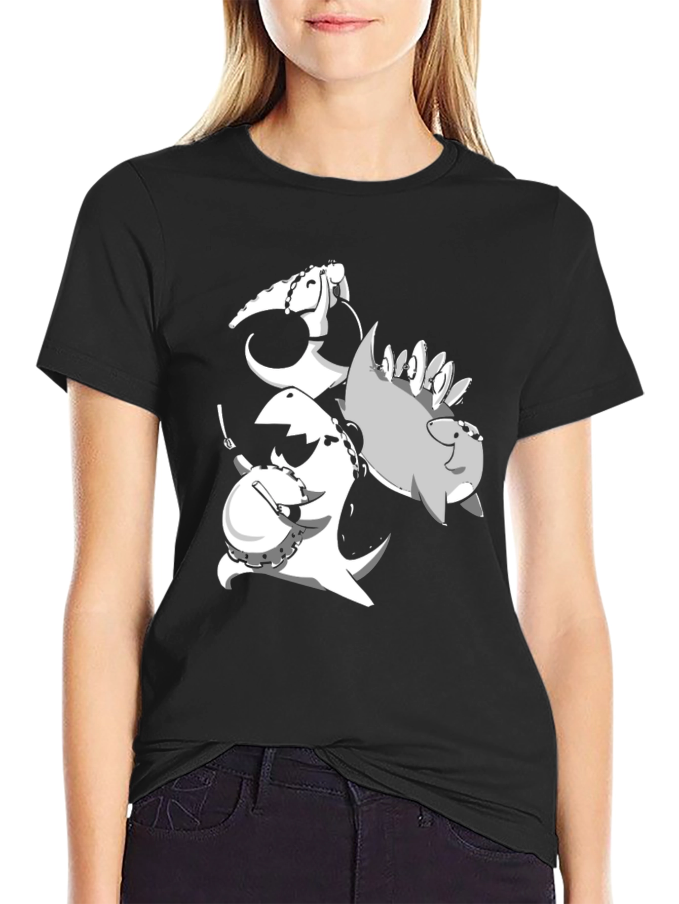 Black Dinosaur Band T-Shirt view 2