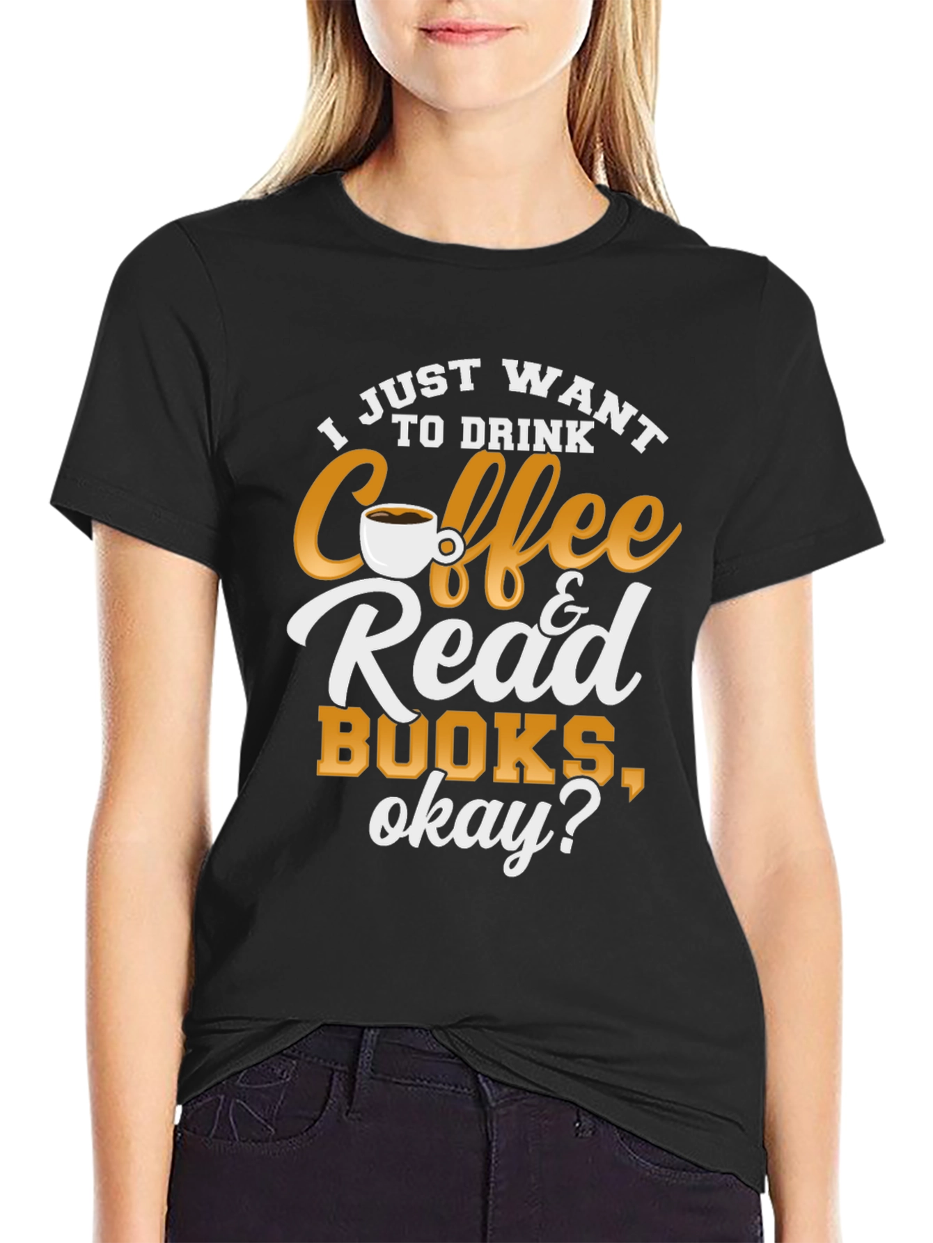 Black Coffee & Books T-Shirt: Cozy Reader Tee view 2