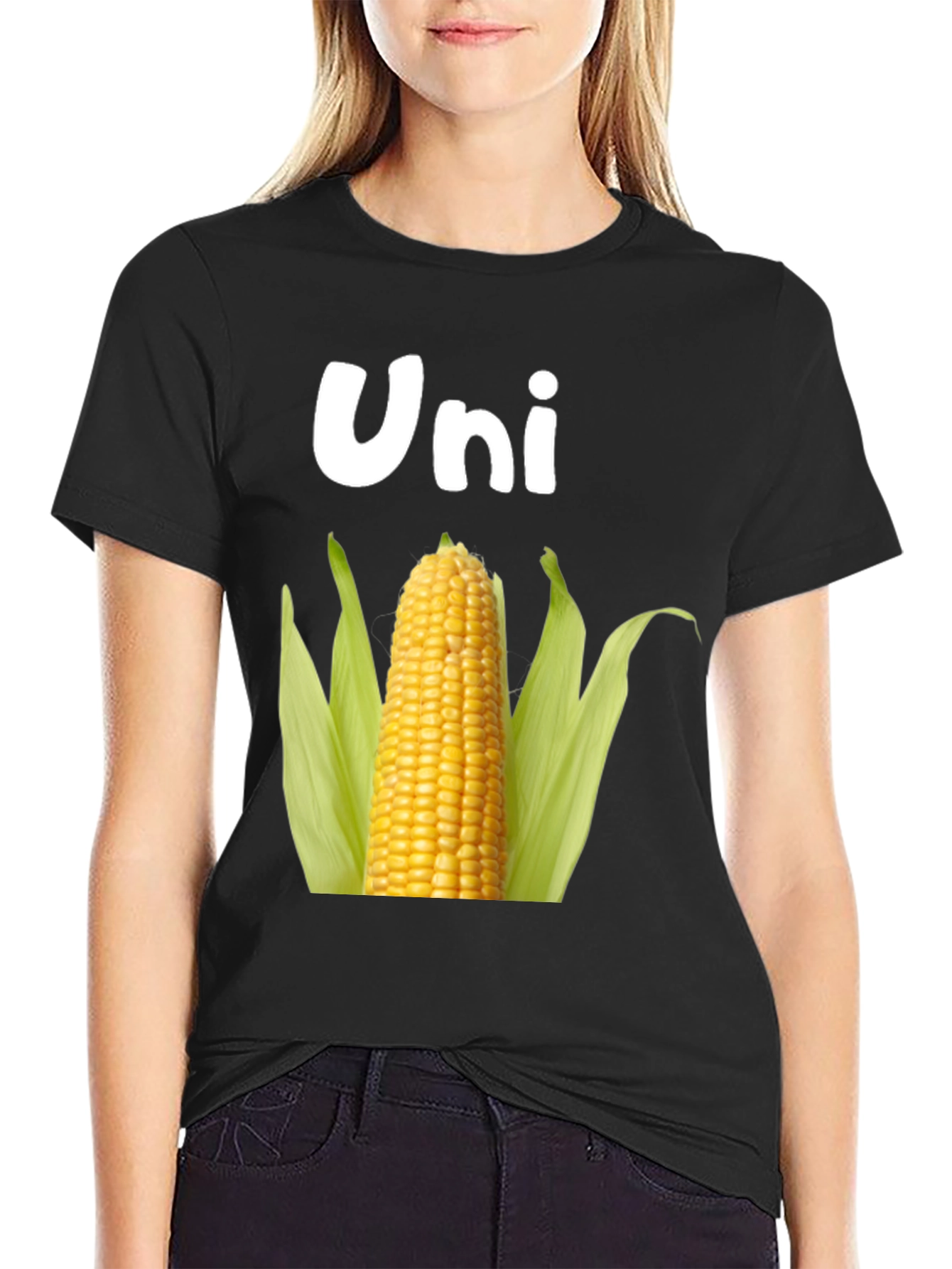 Black Uni Corn T-Shirt - Novelty Food Pun Tee view 2