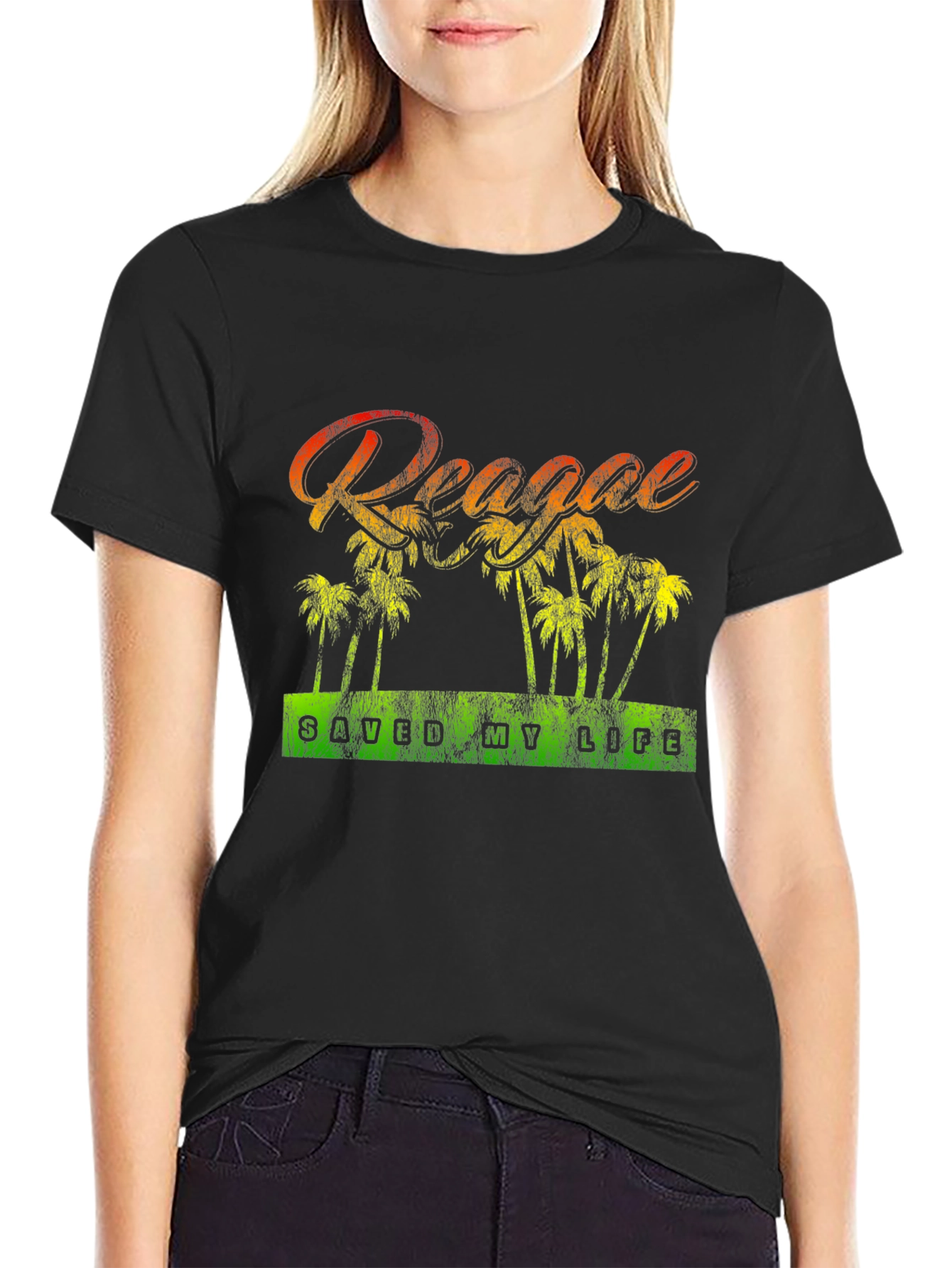 Reggae Saved My Life Black Graphic T-Shirt - 2