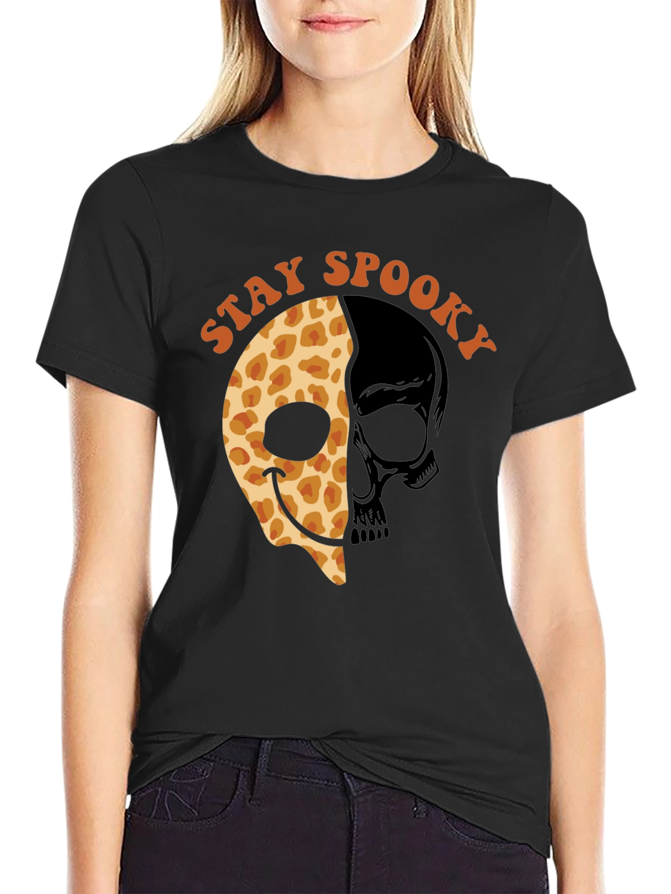Black Stay Spooky Halloween T-Shirt view 2