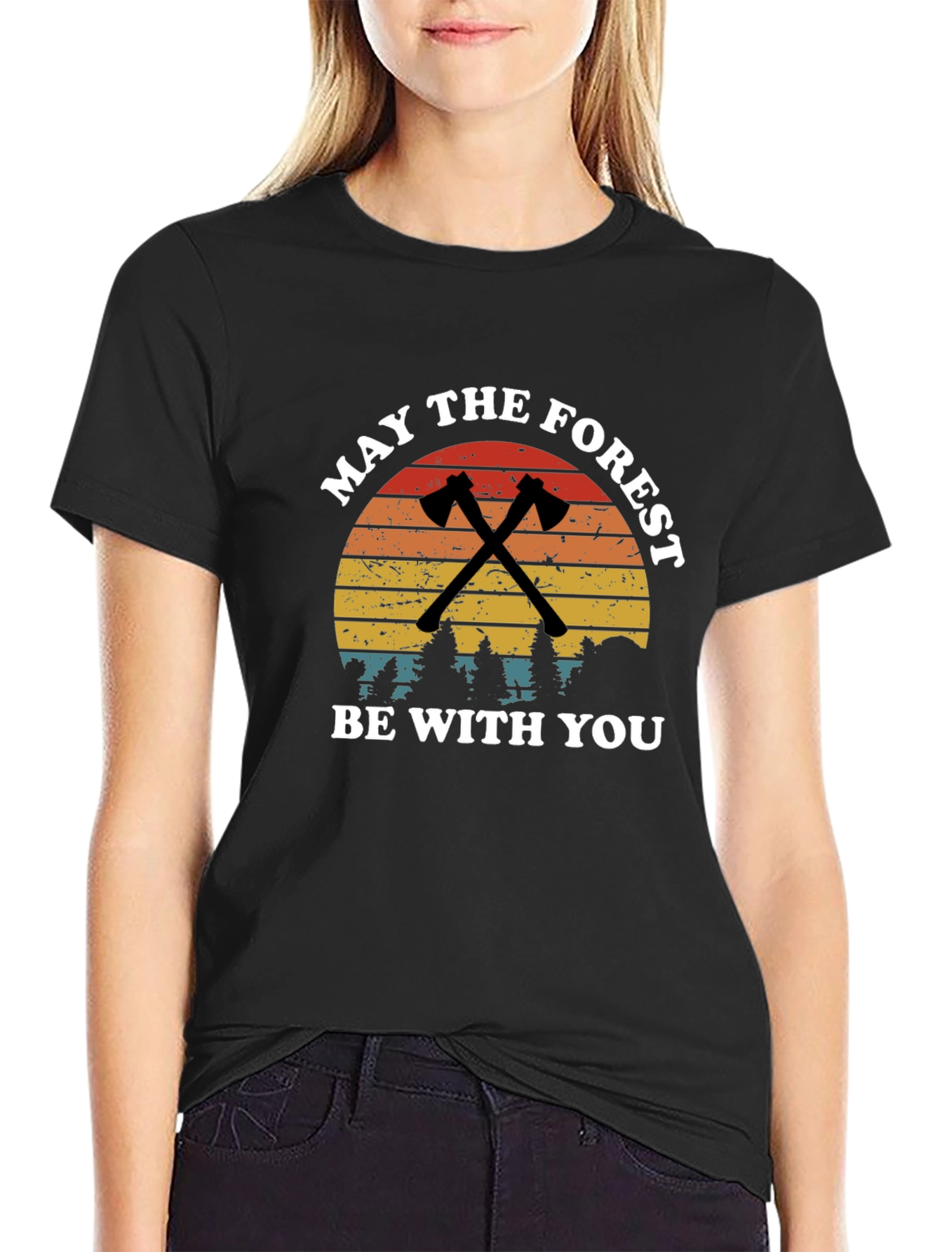Black May the Forest Be With You Black T-Shirt view 2
