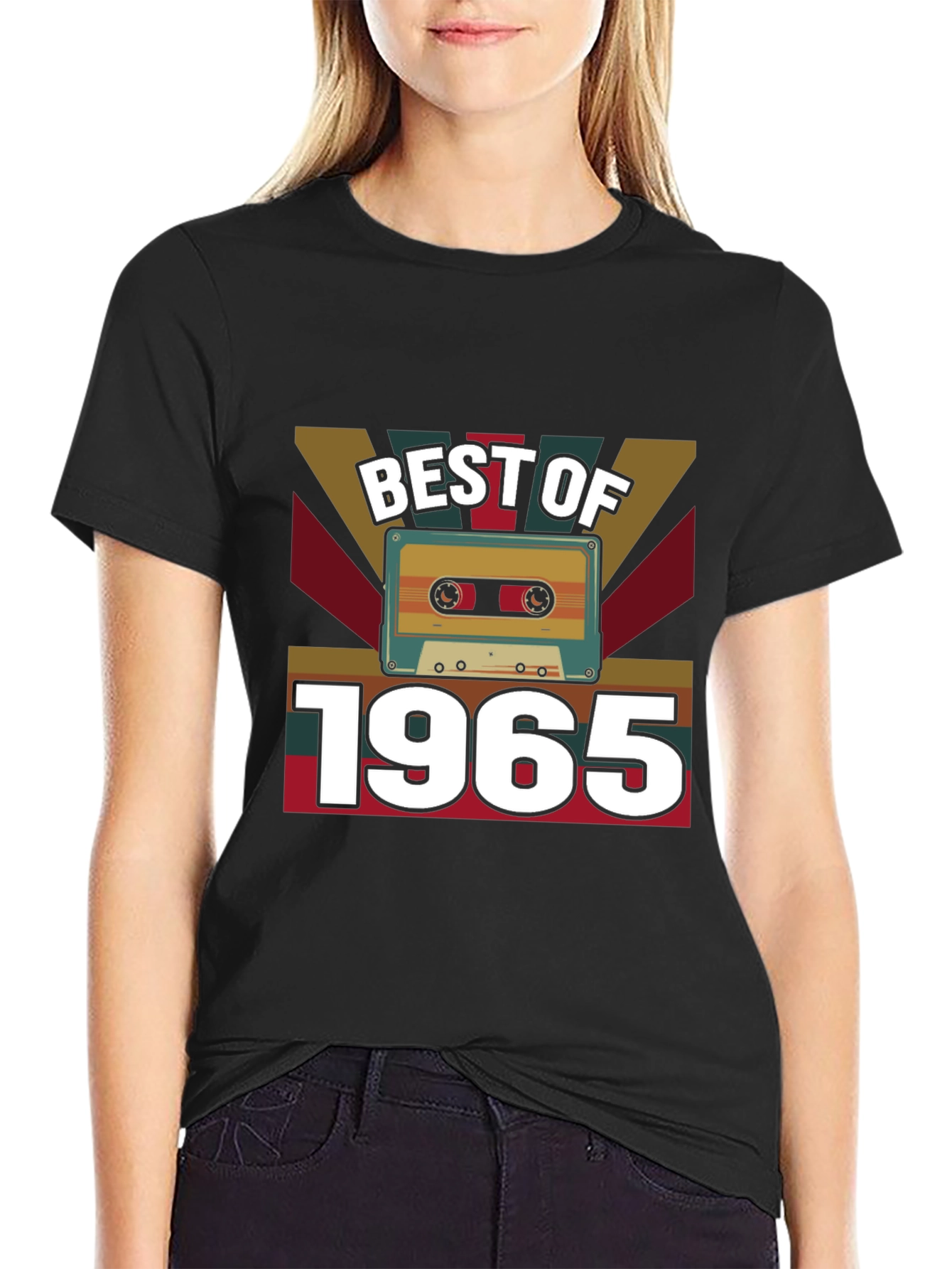 Black Best of 1965 Cassette Tape Graphic T-Shirt view 2