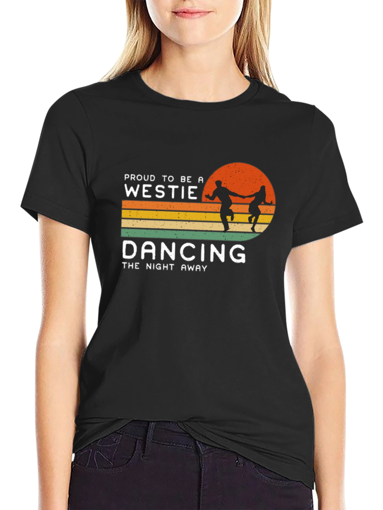 Black Proud Westie Dancing Night Away Graphic Tee view 2
