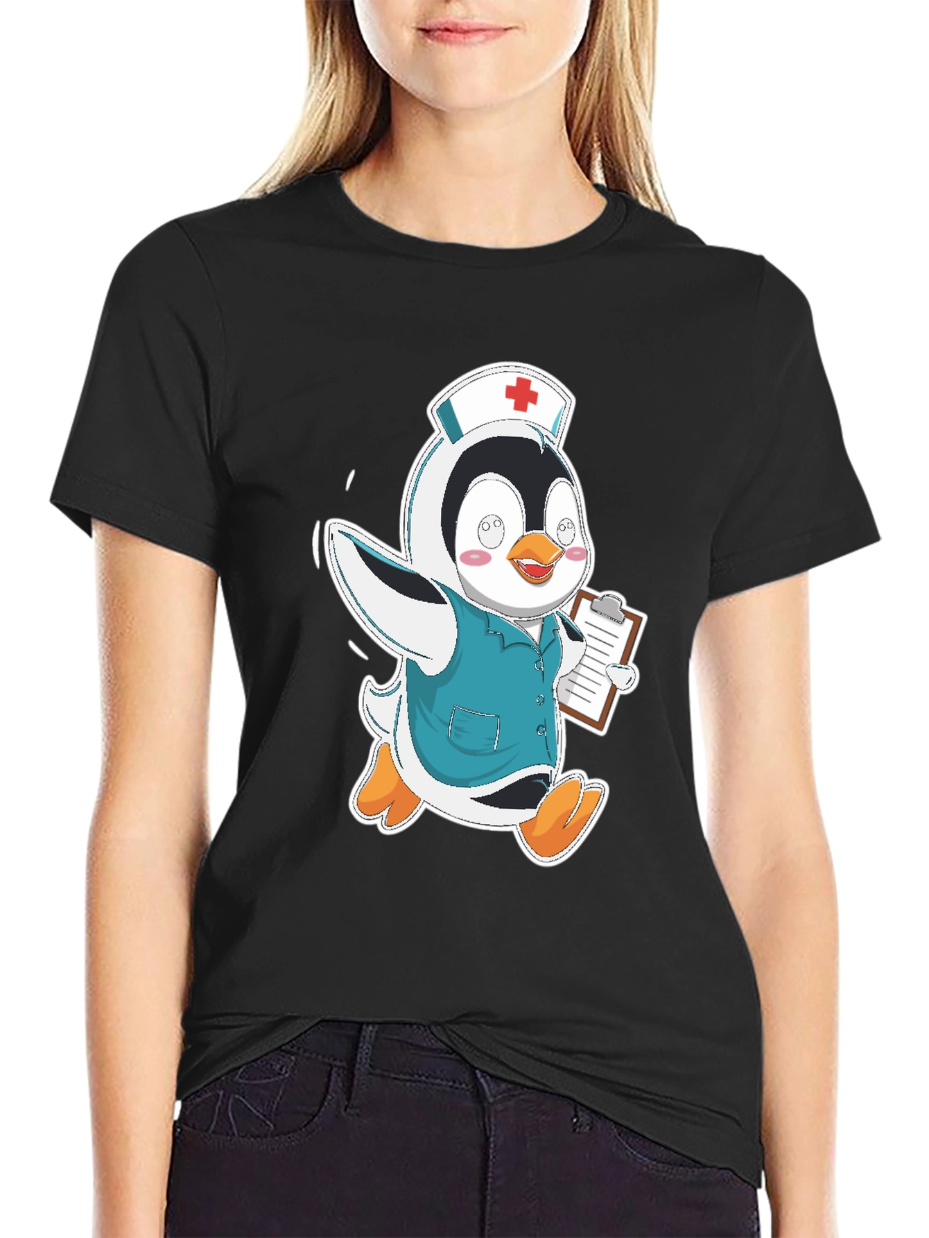 Black Nurse Penguin T-Shirt view 2