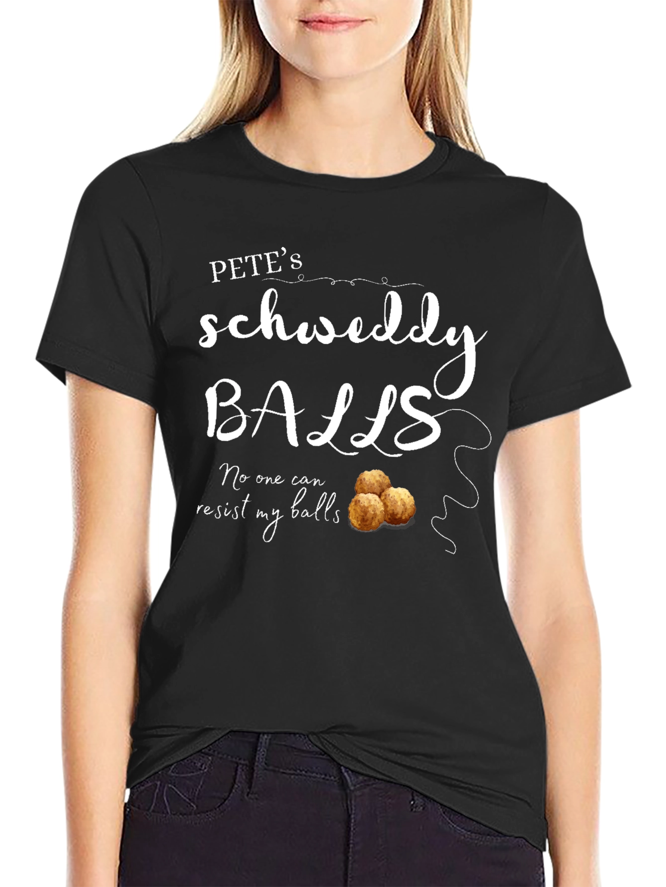 Black Pete's Schweddy Balls Funny Graphic T-Shirt view 2