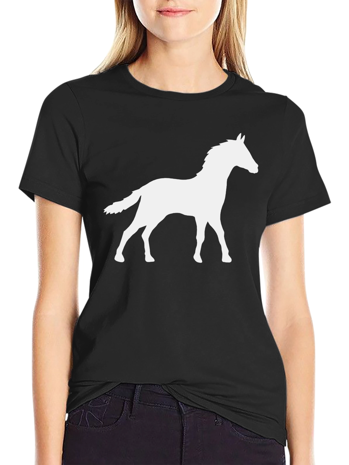 Black Horse Silhouette Black T-Shirt view 2