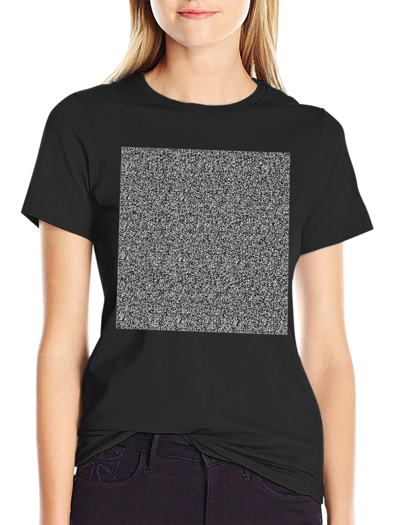 Black Static Noise Pattern Tee - Classic Fit Black T-Shirt view 2