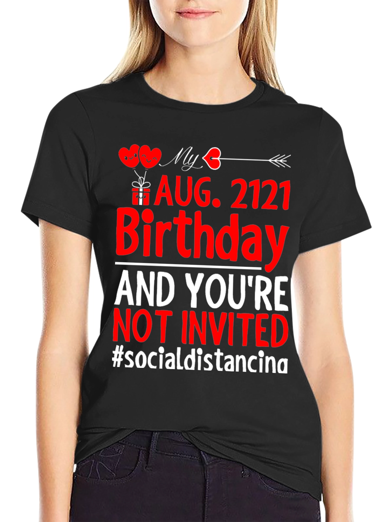 Black Funny Birthday Social Distancing T-Shirt view 2