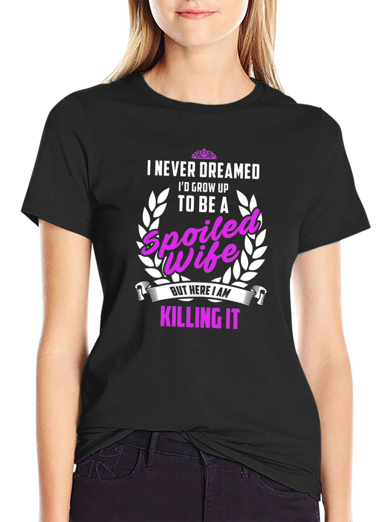 Black Spoiled Wife Graphic Tee - "Killing It" T-Shirt view 2