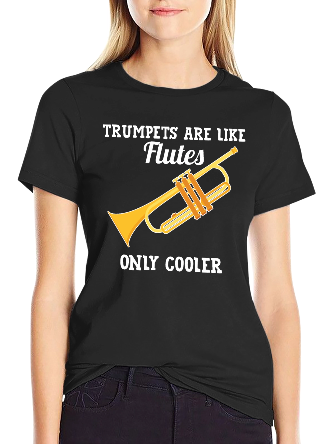 Black Trumpets Are Like Flutes Funny Music T-Shirt view 2
