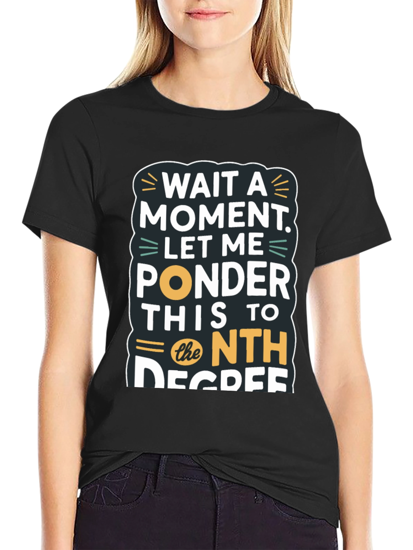 Black Wait a Moment Funny T-Shirt view 2
