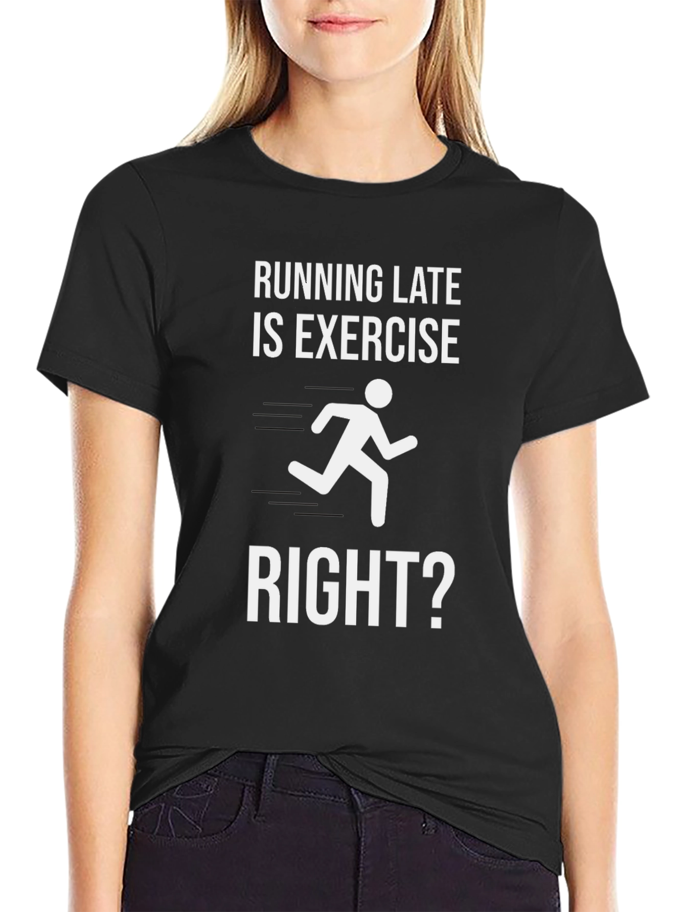 Black Running Late Is Exercise Graphic T-Shirt view 2