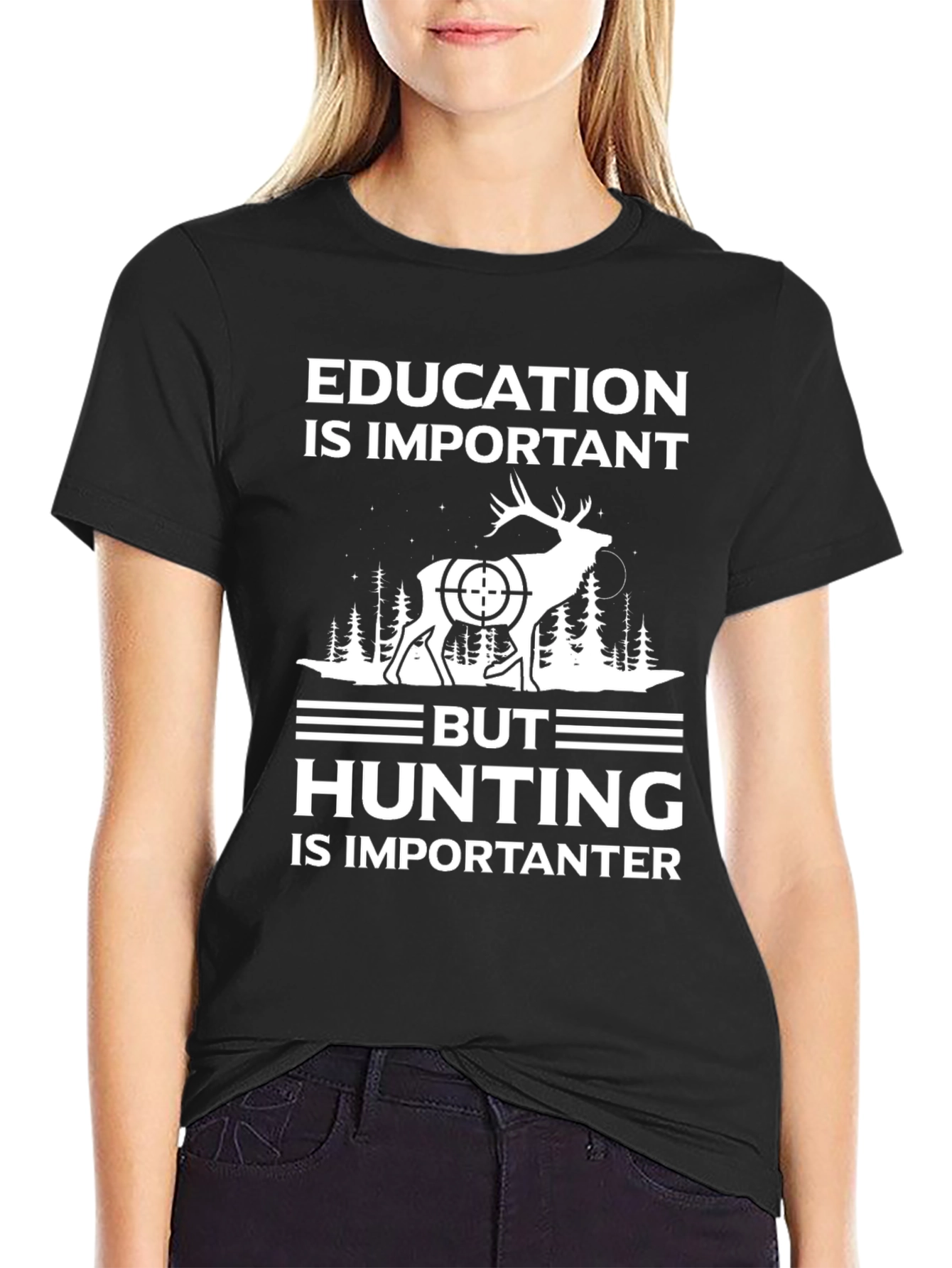 Black Education Important, Hunting Importanter T-Shirt view 2