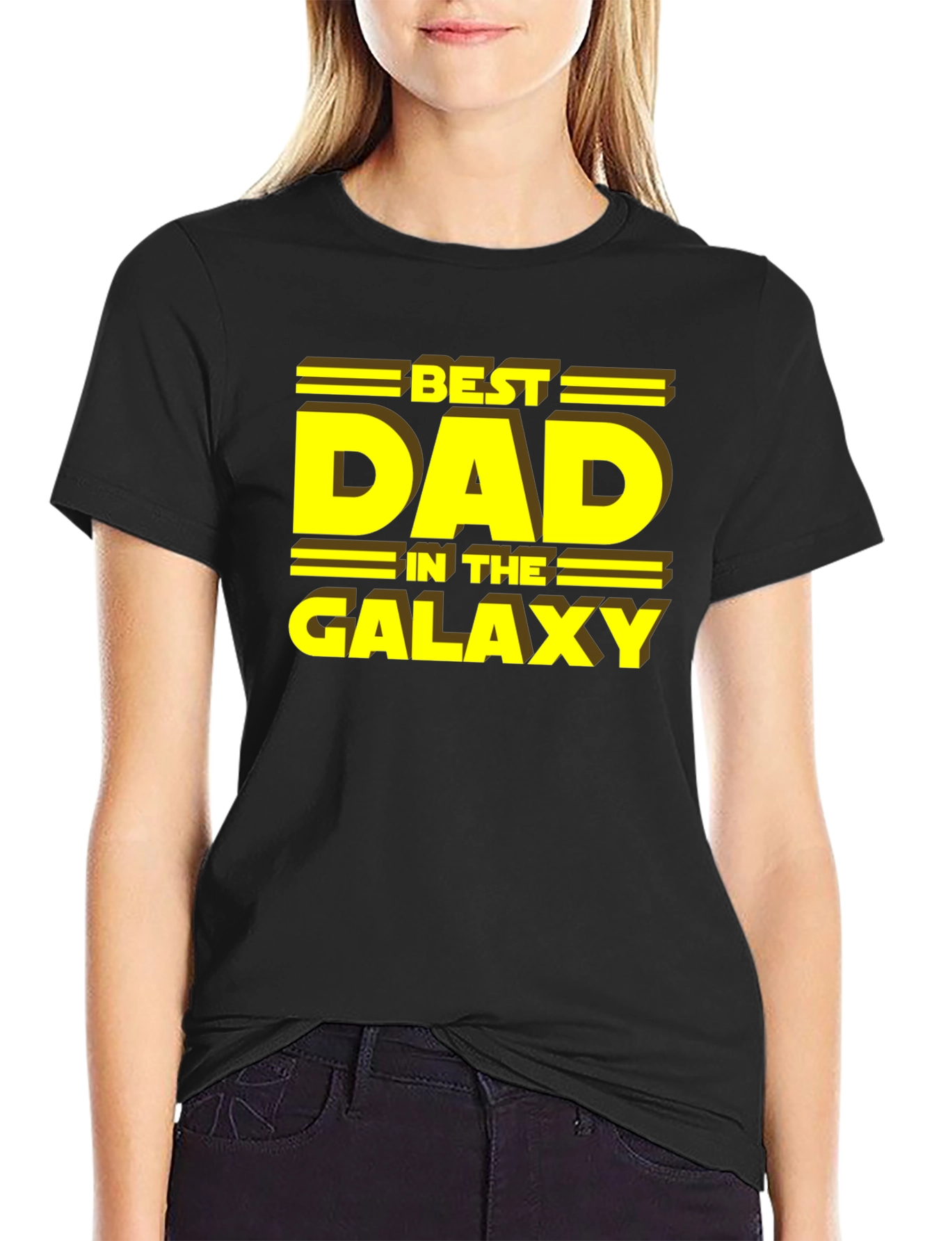 Black Best Dad in the Galaxy T-Shirt view 2