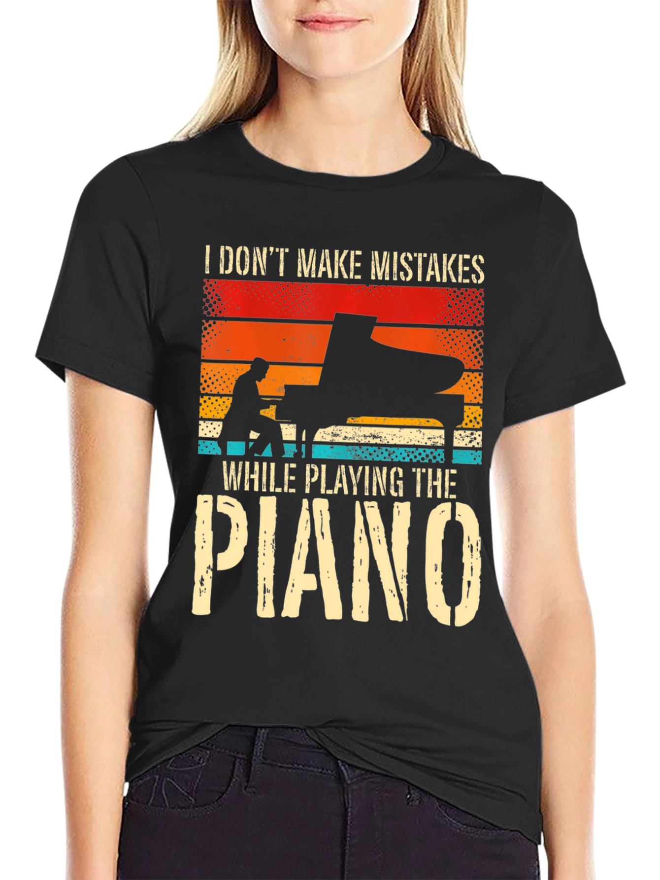 Black Piano Player T-Shirt: I Don't Make Mistakes view 2