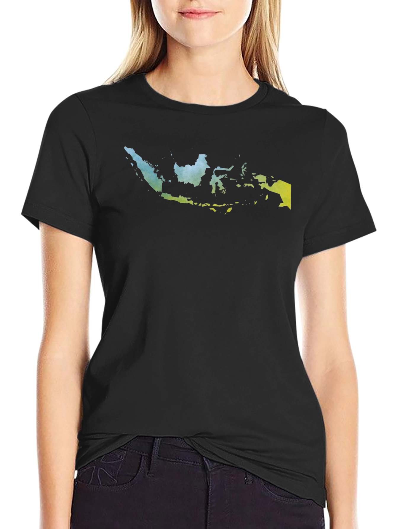 Black Indonesia Map Graphic Tee - Black view 2