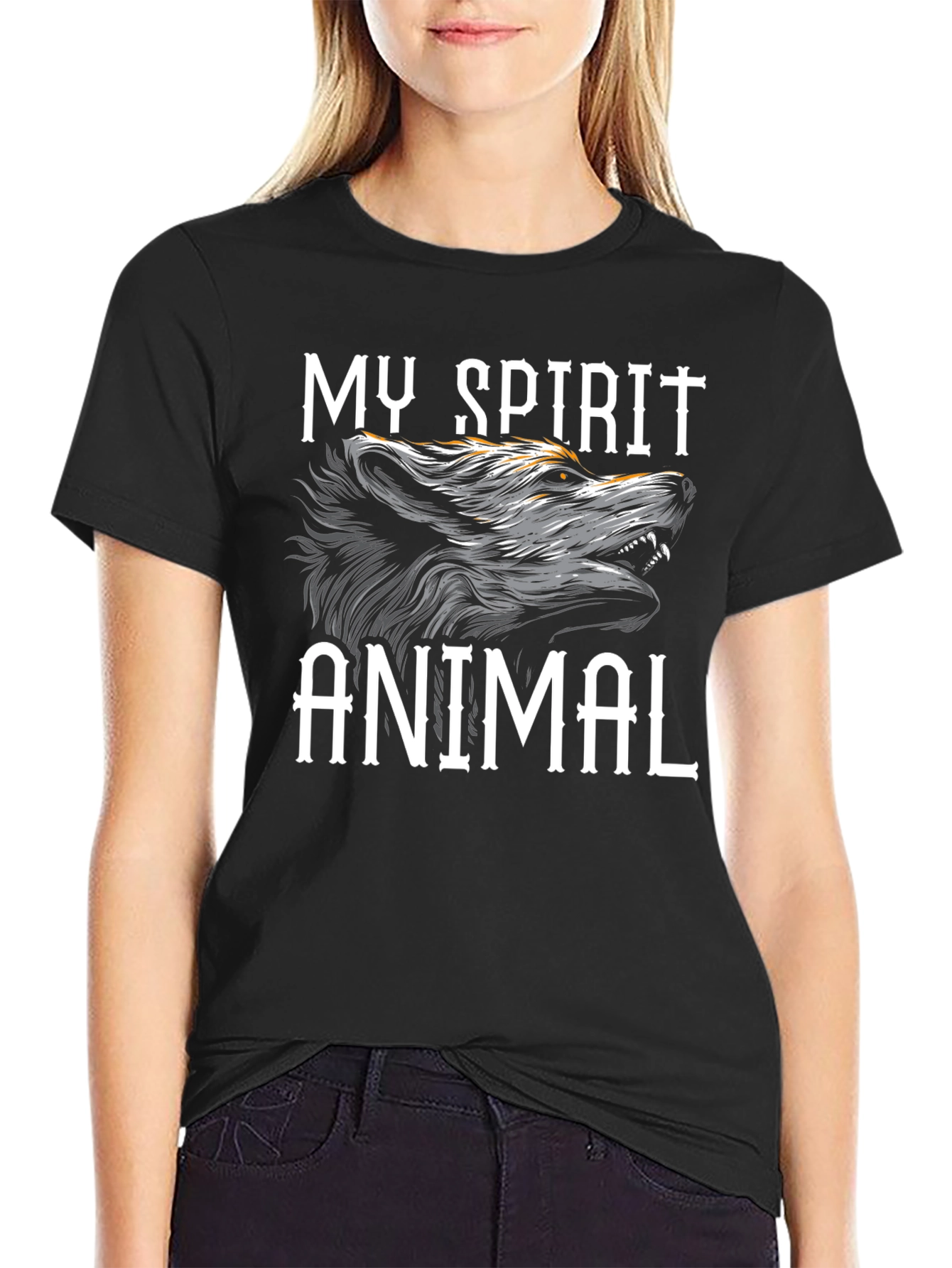 Black My Spirit Animal Black T-Shirt view 2