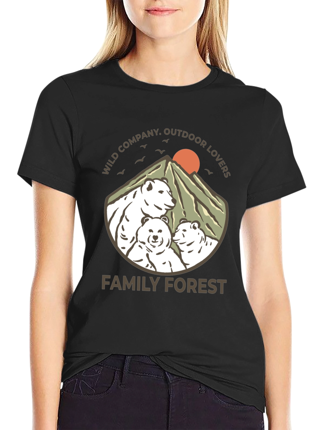 Black Family Forest Bear Graphic T-Shirt view 2