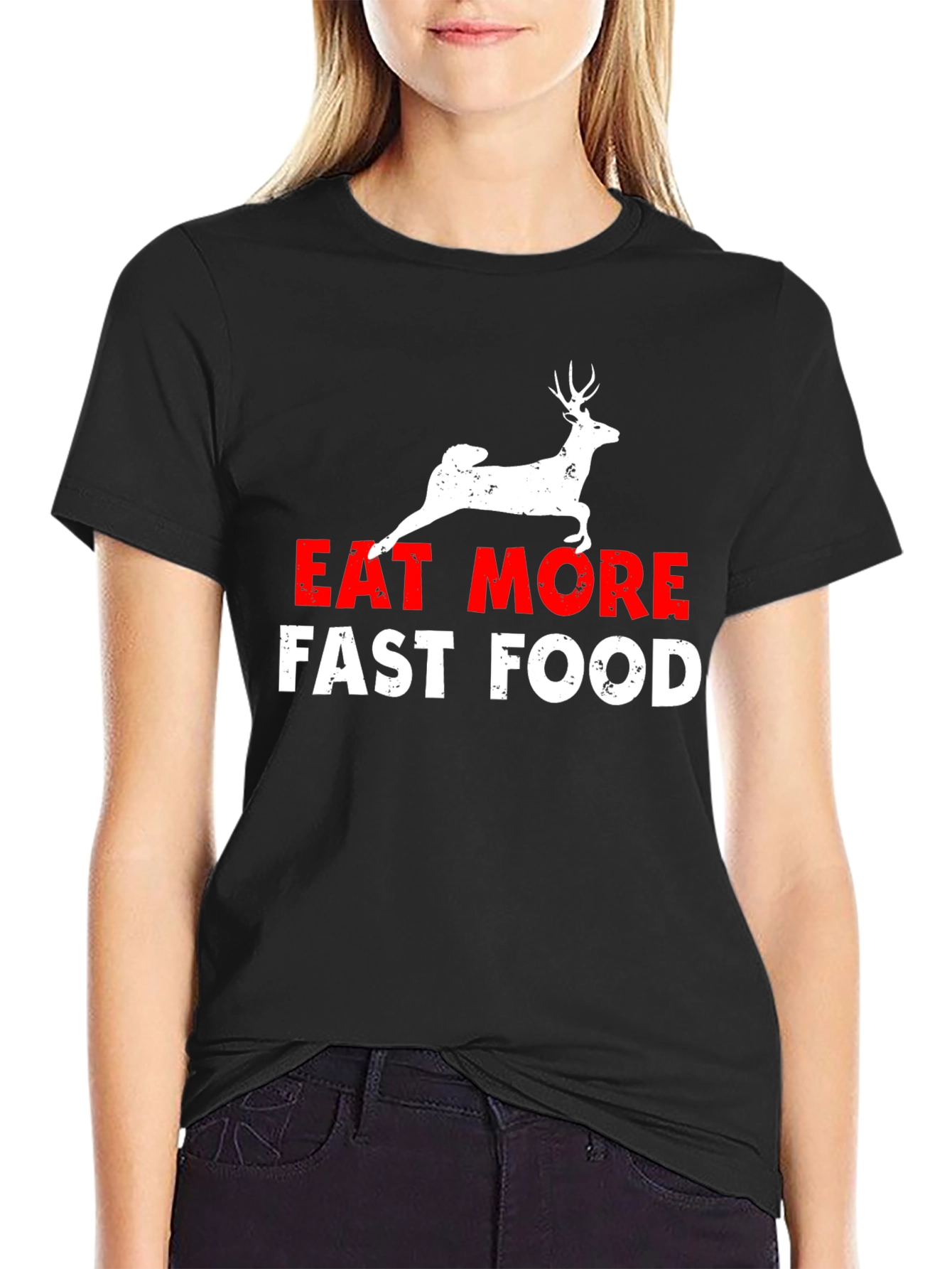 Black Eat More Fast Food Black Graphic Tee view 2