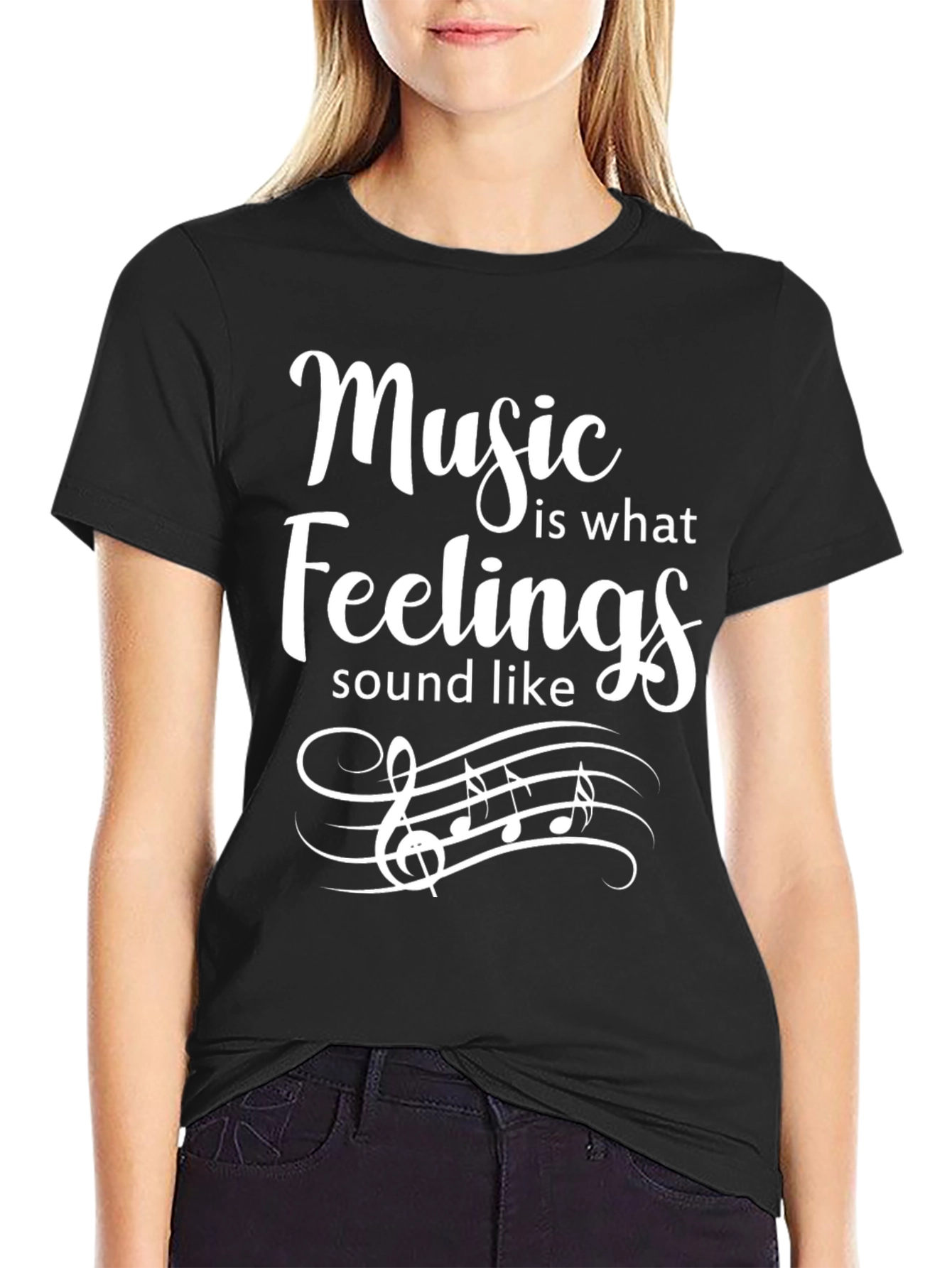 Black Music is What Feelings Sound Like Black T-Shirt view 2