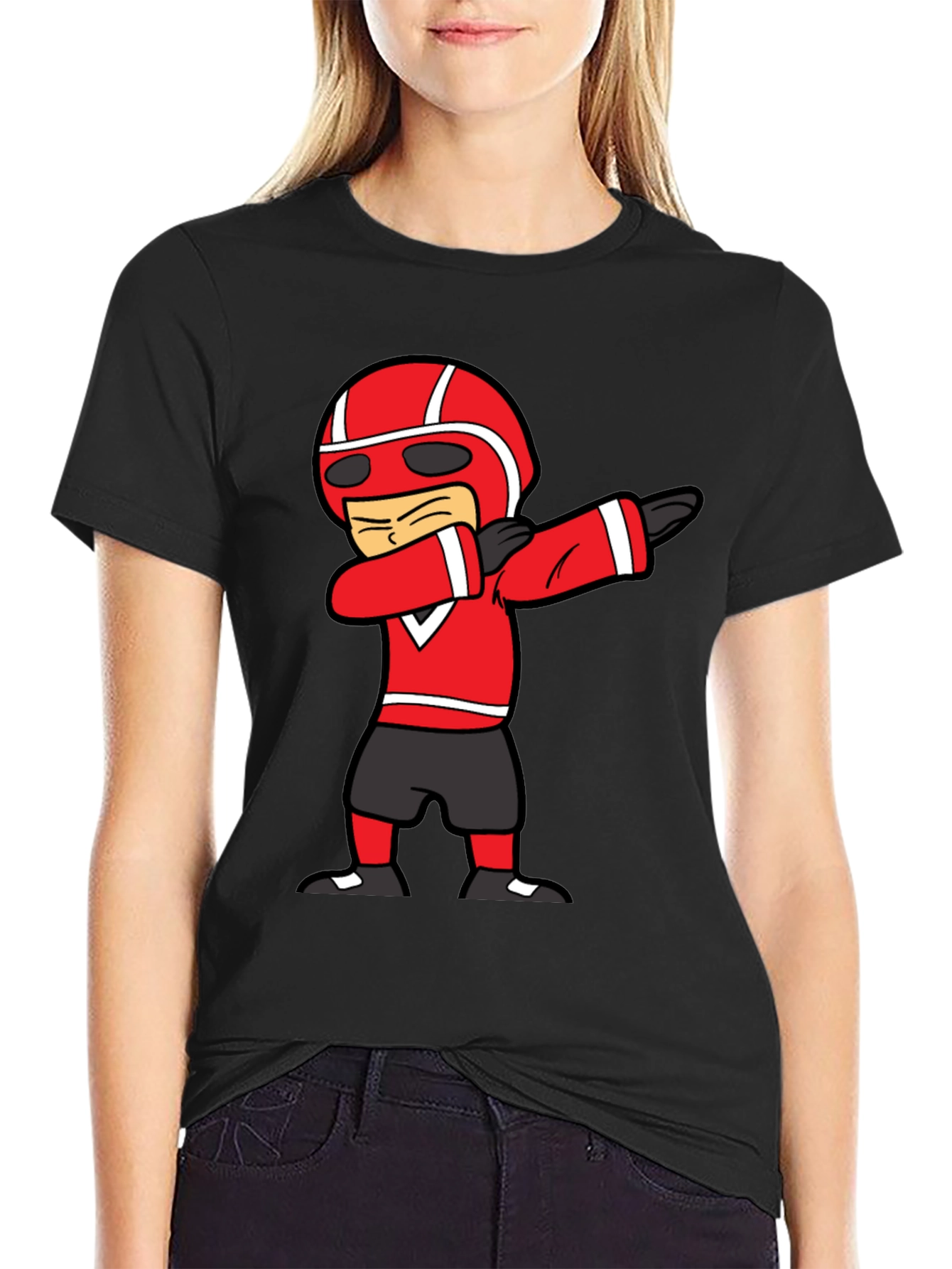 Black Dabbing Cartoon Racer Black T-Shirt view 2